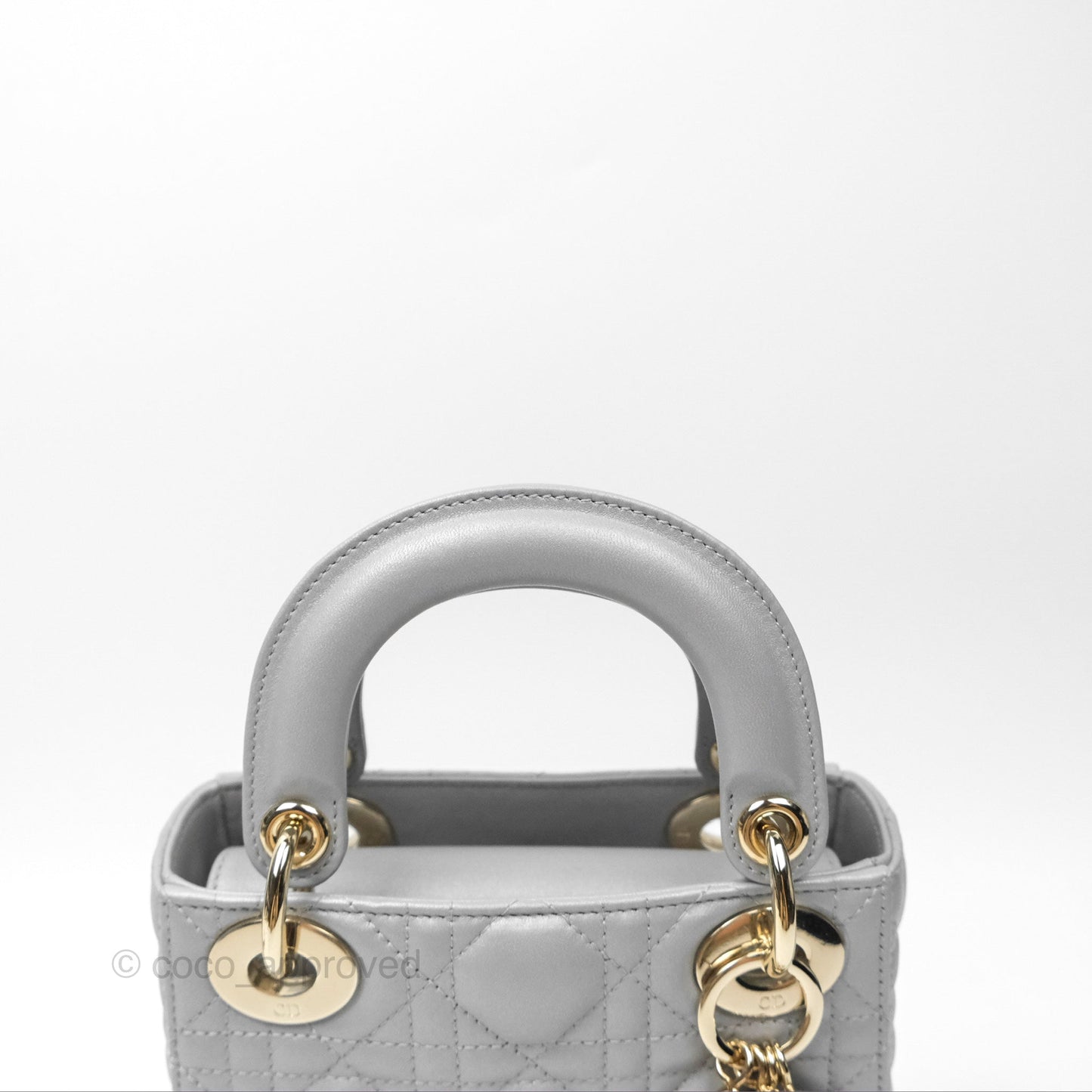 Christian Dior Mini Lady Dior Opaline Gray Pearlescent Cannage Lambskin