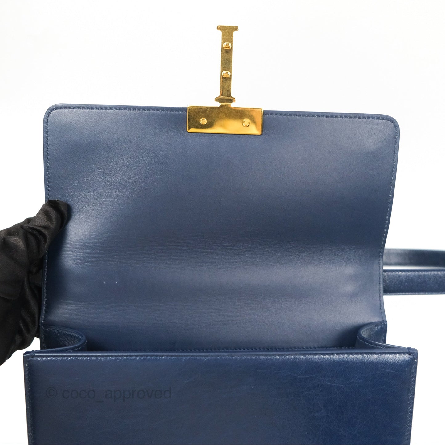 Dior 30 Montaigne Bag Navy Shiny Crinkled Lambskin