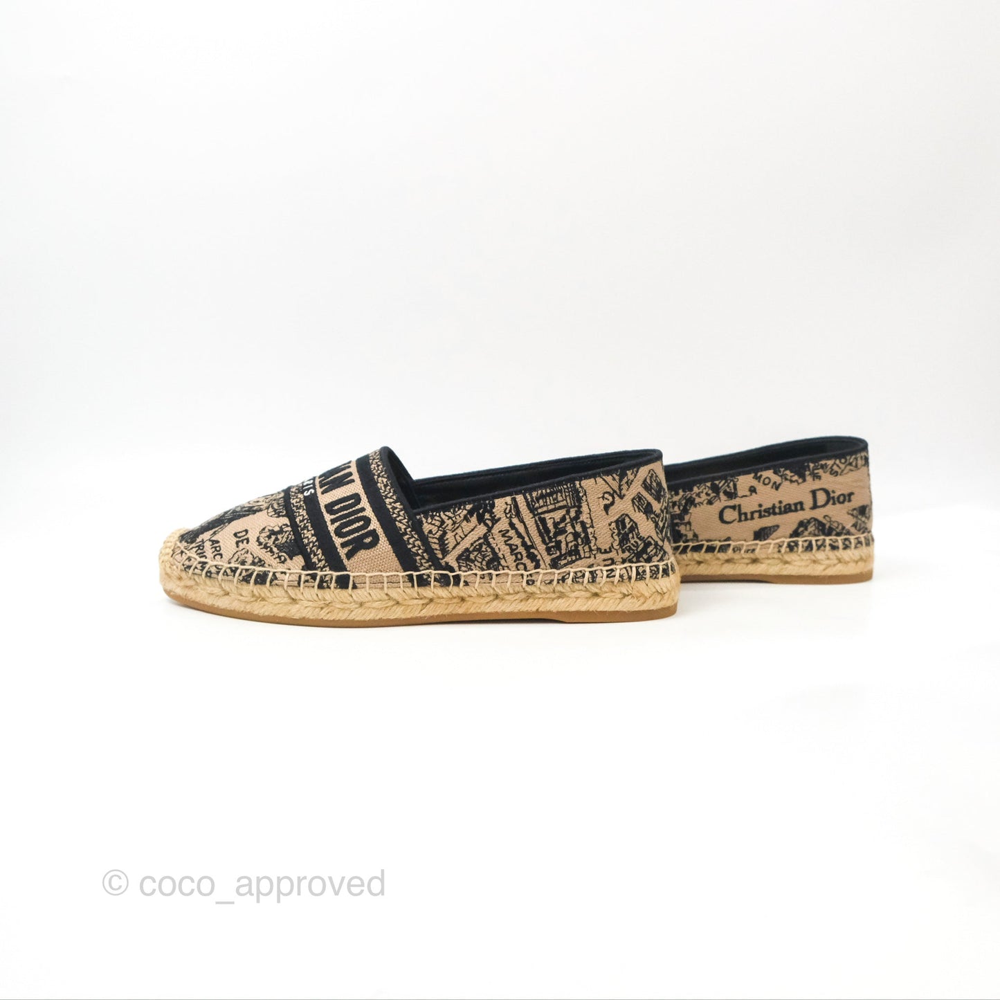 Dior Granville Espadrille Plan De Paris Beige Black Size 37.5