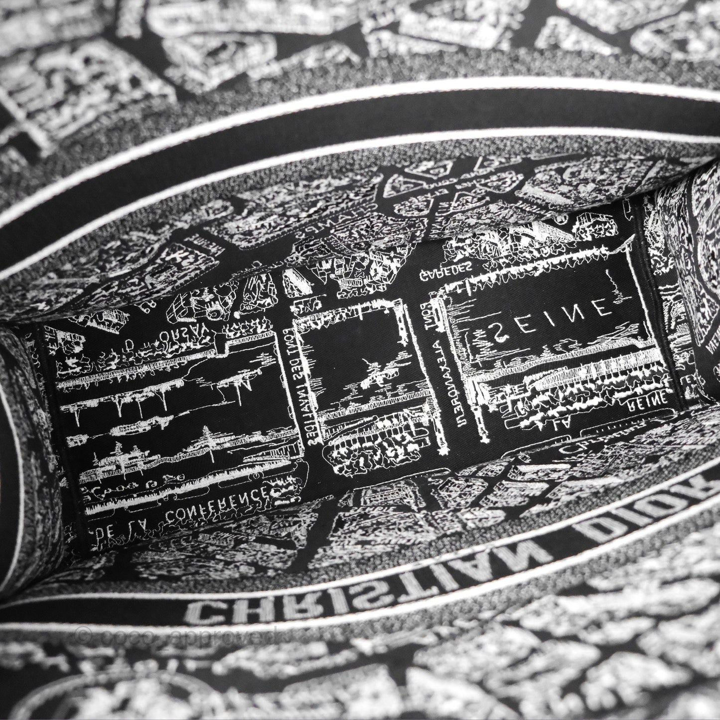 Christian Dior Large Dior Black and White Plan de Paris Embroidery Book Tote