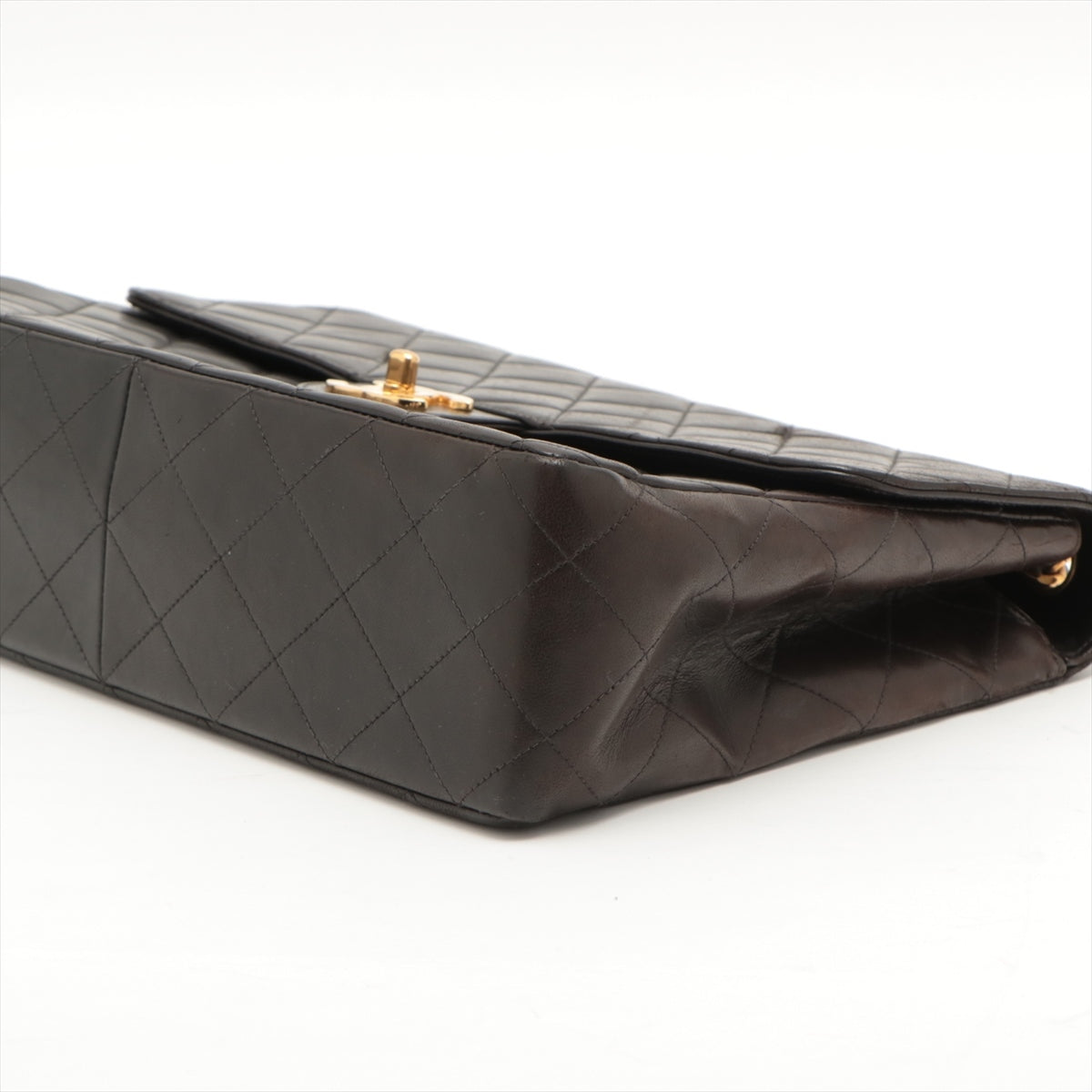 CHANEL DECAMATRASE Lambskinkin Single Flap Double Chain Bag Black Gold 4th