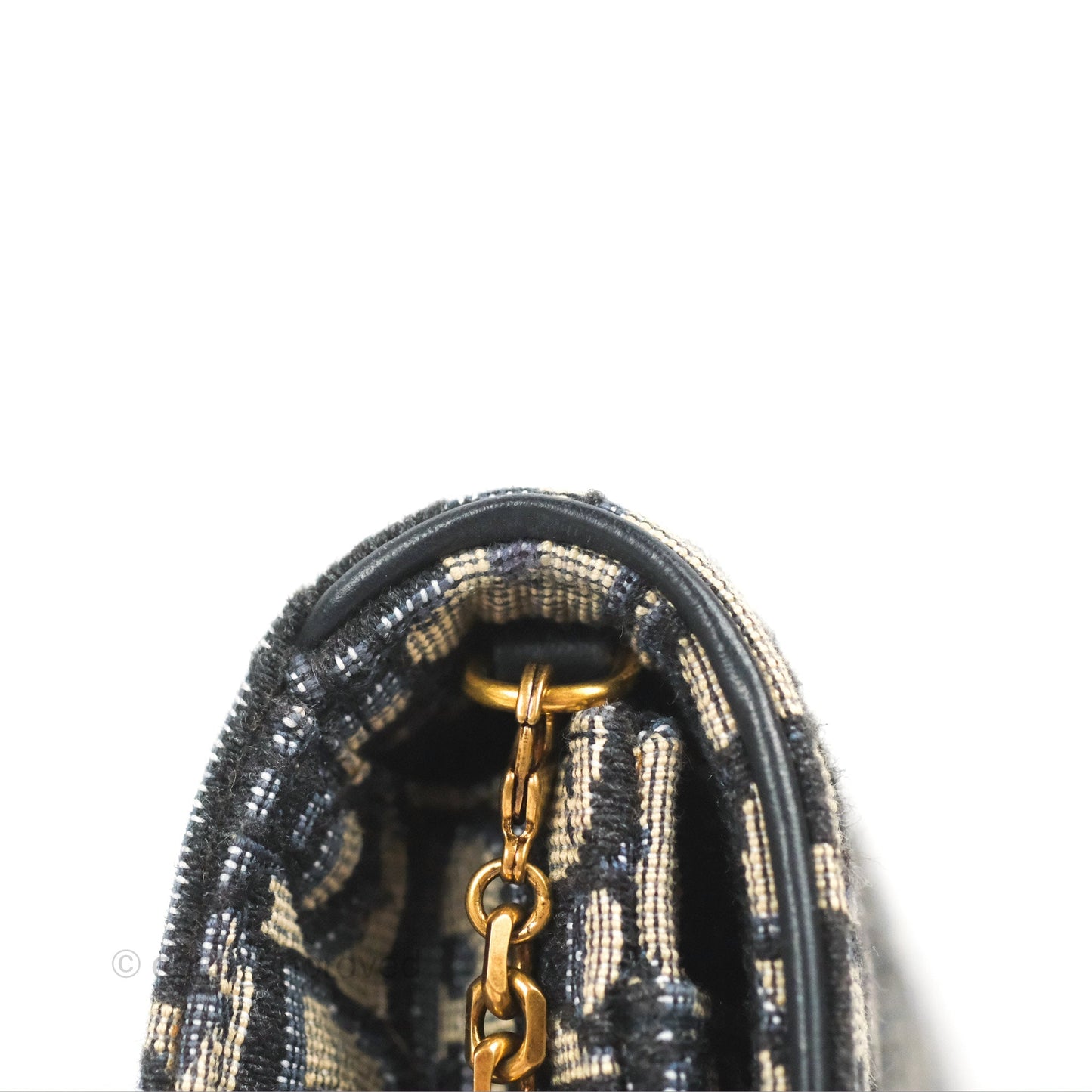 Christian Dior Saddle Chain Pouch Navy Oblique Jacquard