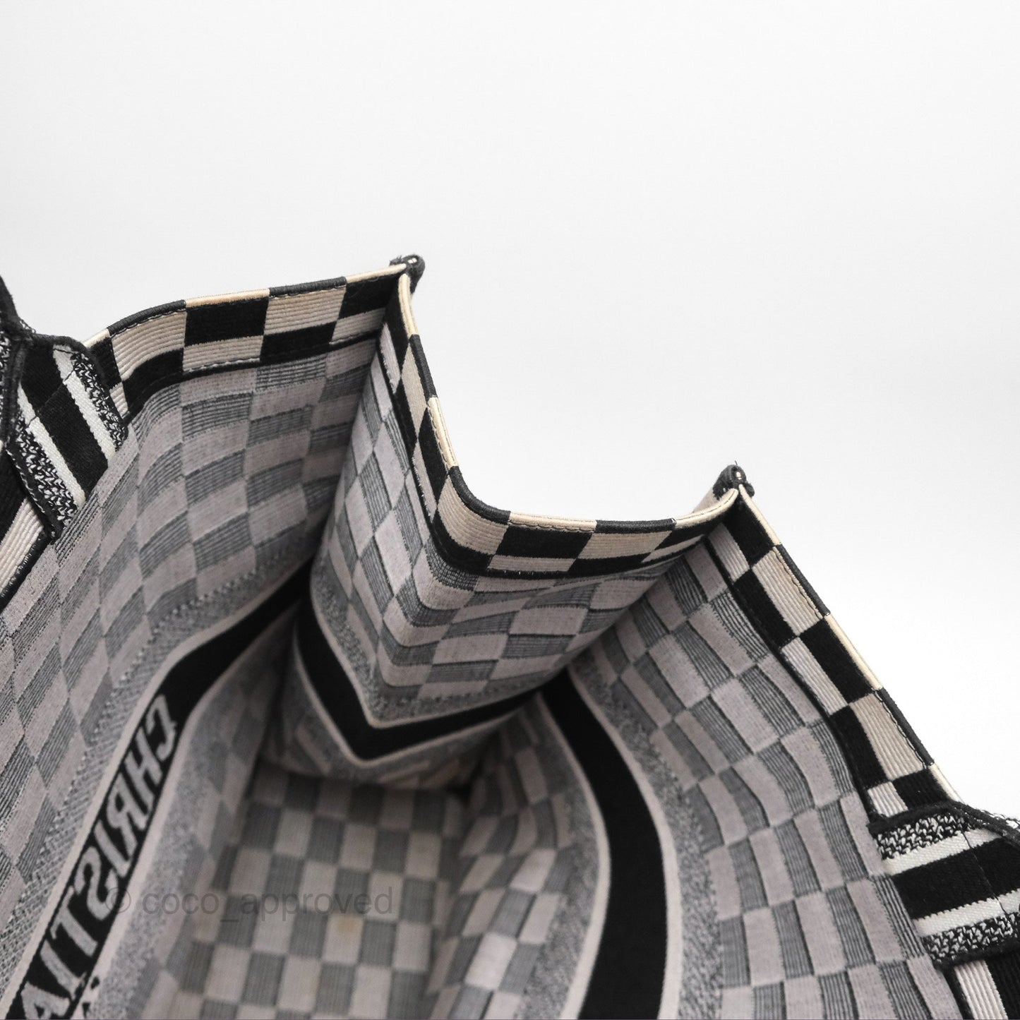 Christian Dior Large Book Tote Checkered Black/ White Canvas