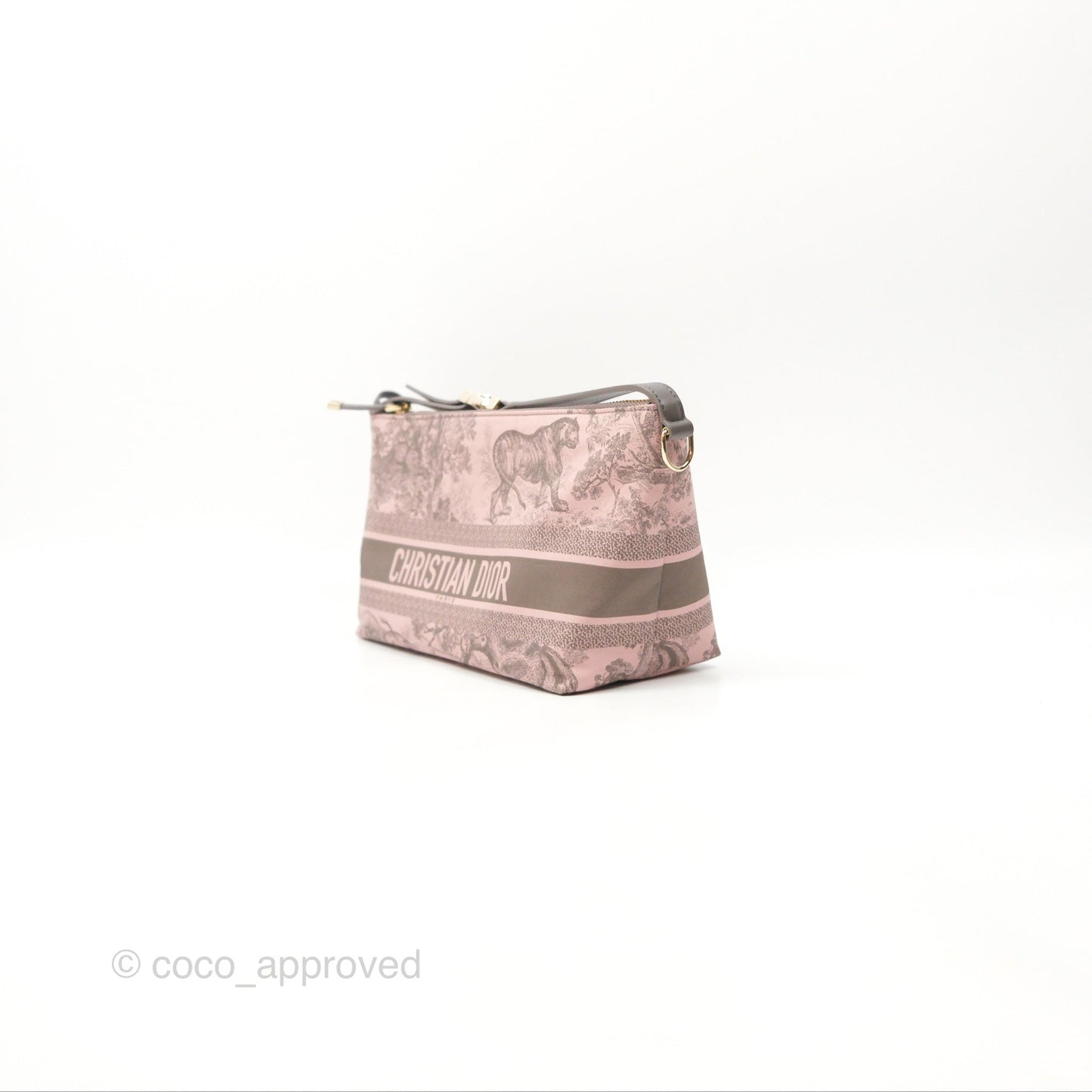 Dior Medium DiorTravel Nomad Pouch Pink Grey Toile de Jouy Reverse Technical Fabric