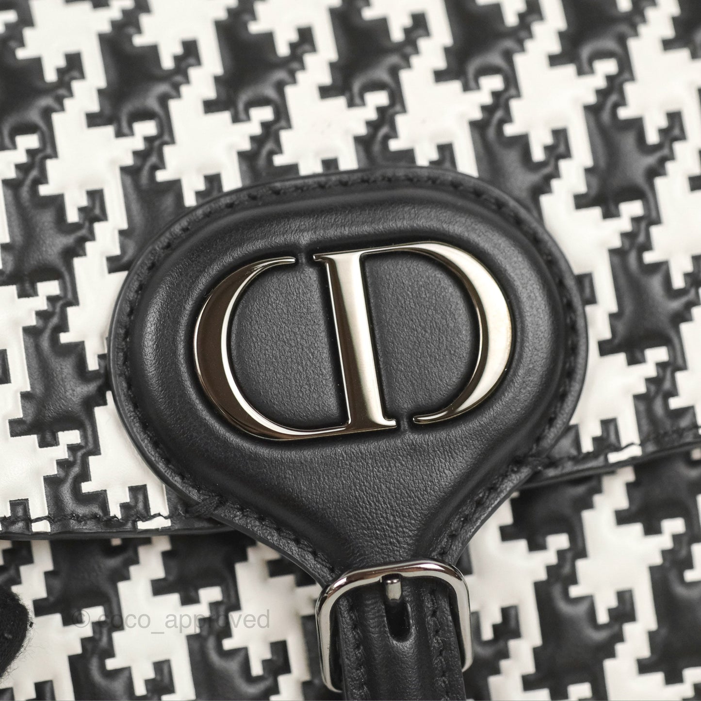 Christian Dior Bobby East-West Bag Black And White Houndstooth Embossed Calfskin