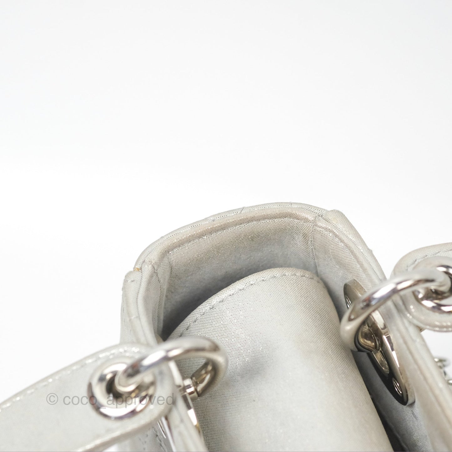 Christian Dior Mini Lady Dior Metallic Silver Nubuck Silver Hardware
