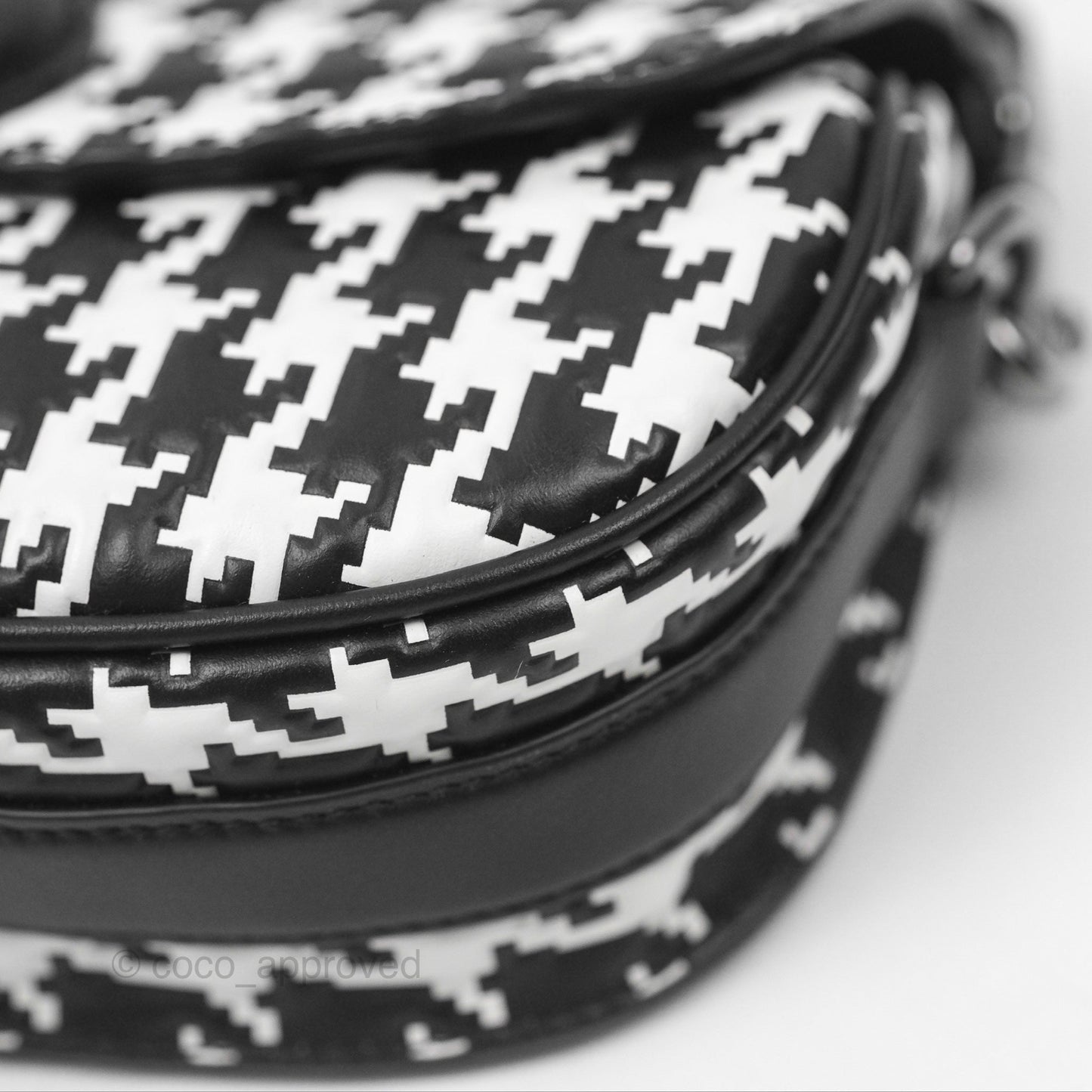 Christian Dior Bobby East-West Bag Black And White Houndstooth Embossed Calfskin
