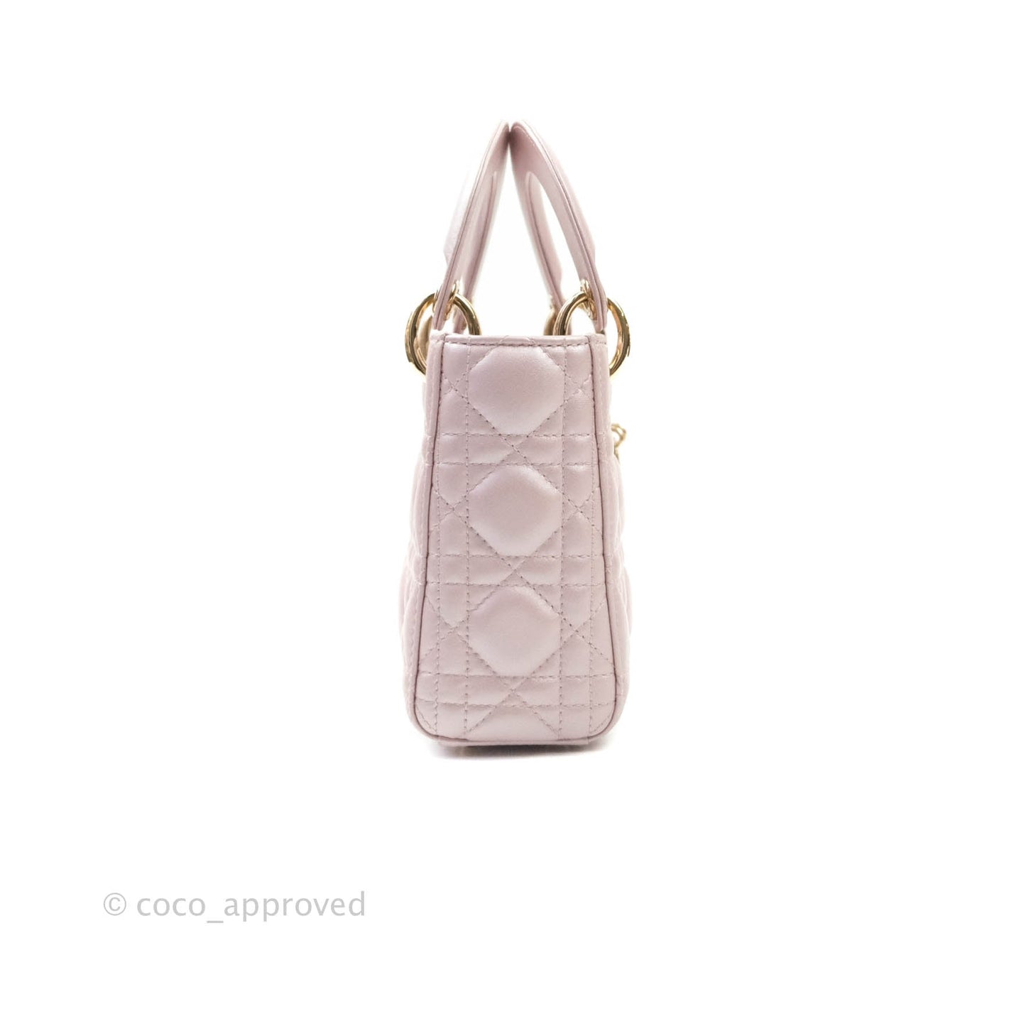 Christian Dior Calfskin Cannage Mini Lady Dior Light Pink