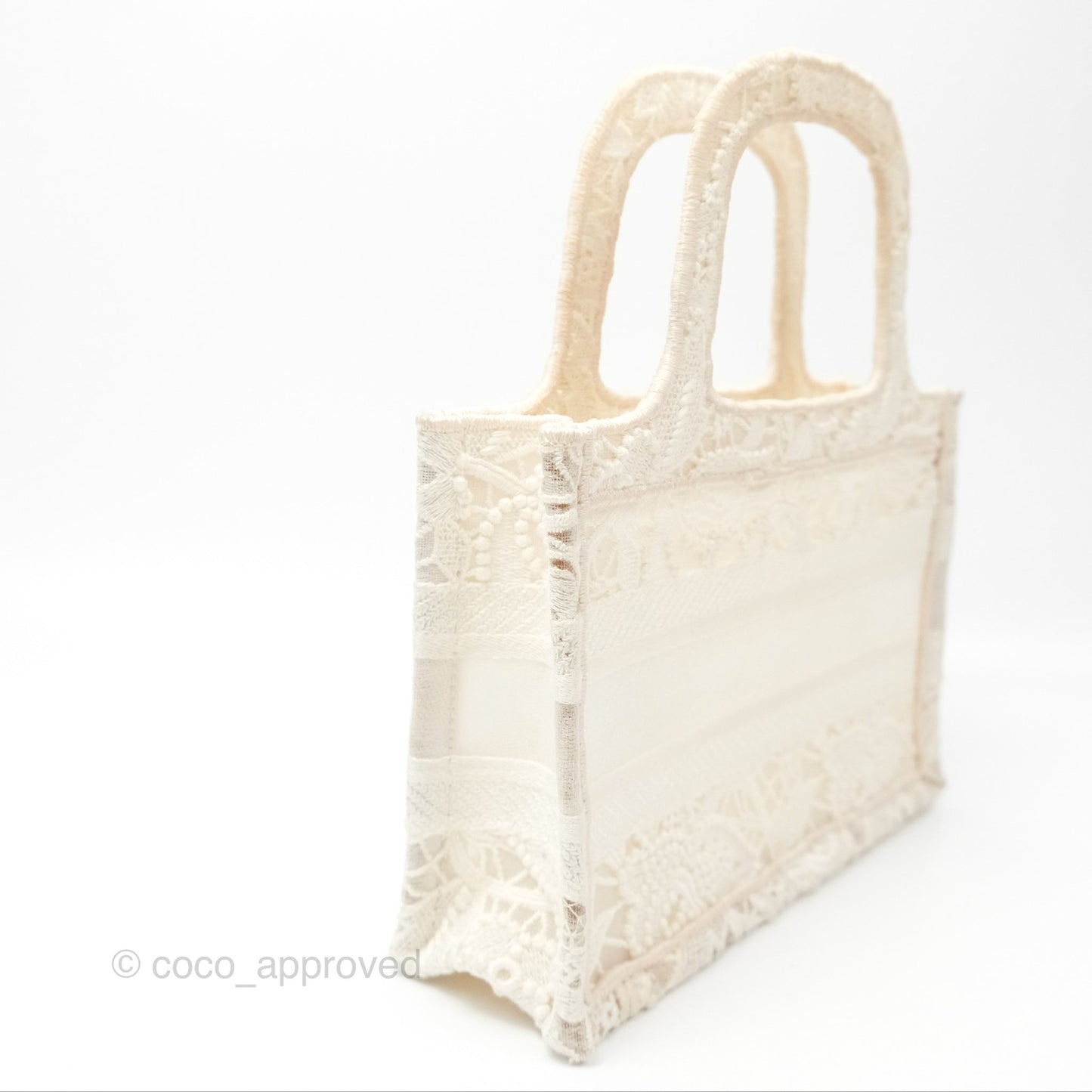 Dior Mini Book Tote Natural Macramé-Effect Embroidery