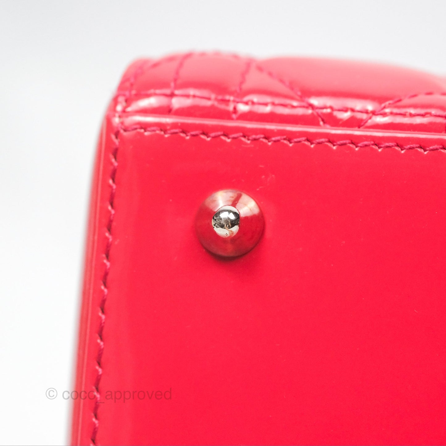 Christian Dior Medium Lady Dior Red Patent Silver Hardware