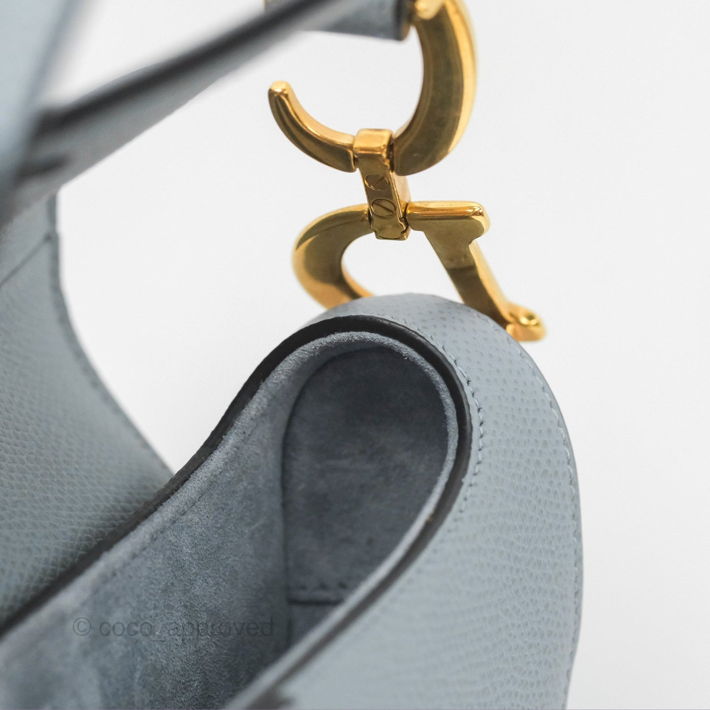 Christian Dior Mini Saddle Bag Cloud Blue Grained Calfskin Gold Hardware