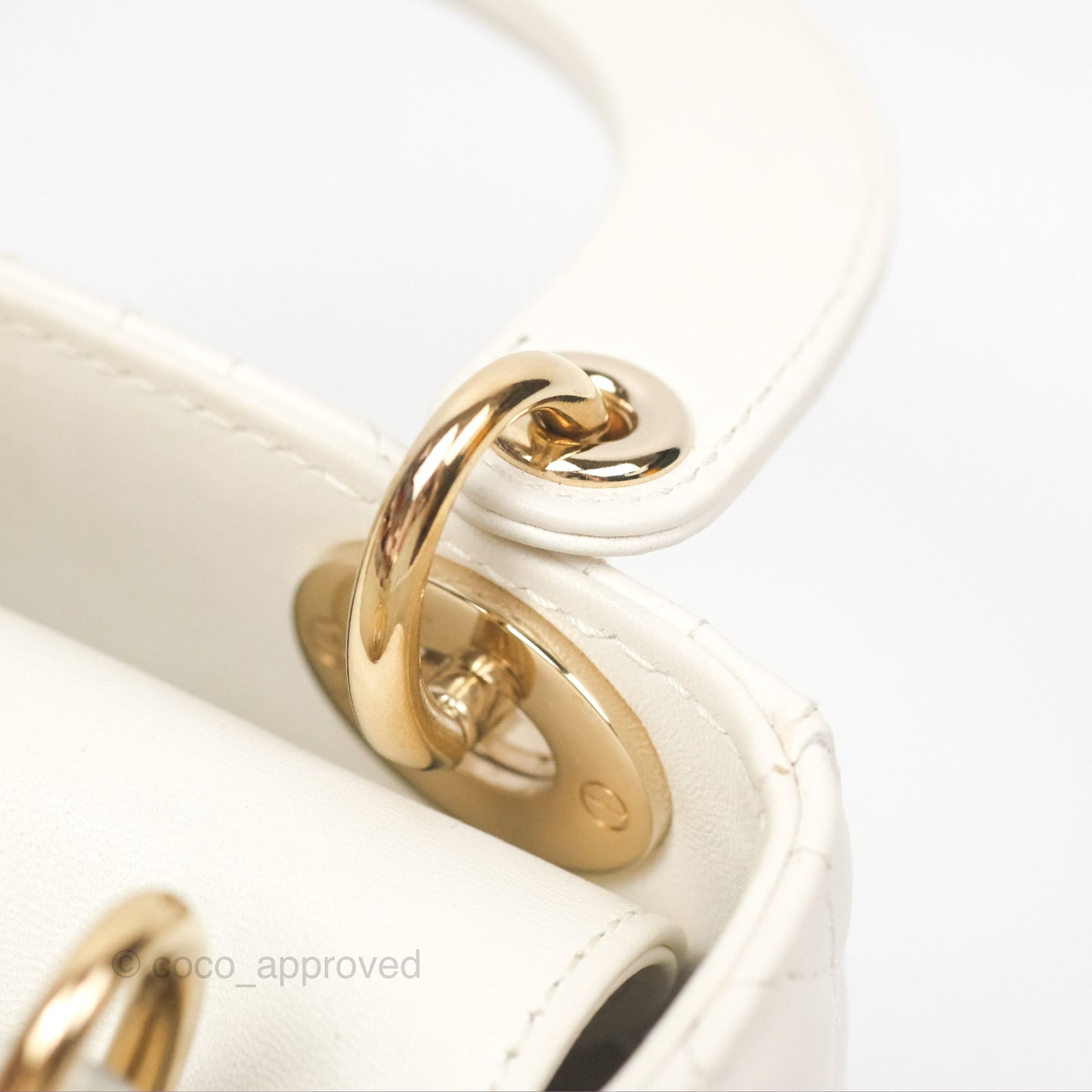 Christian Dior Cannage Mini Lady Dior White Gold Hardware
