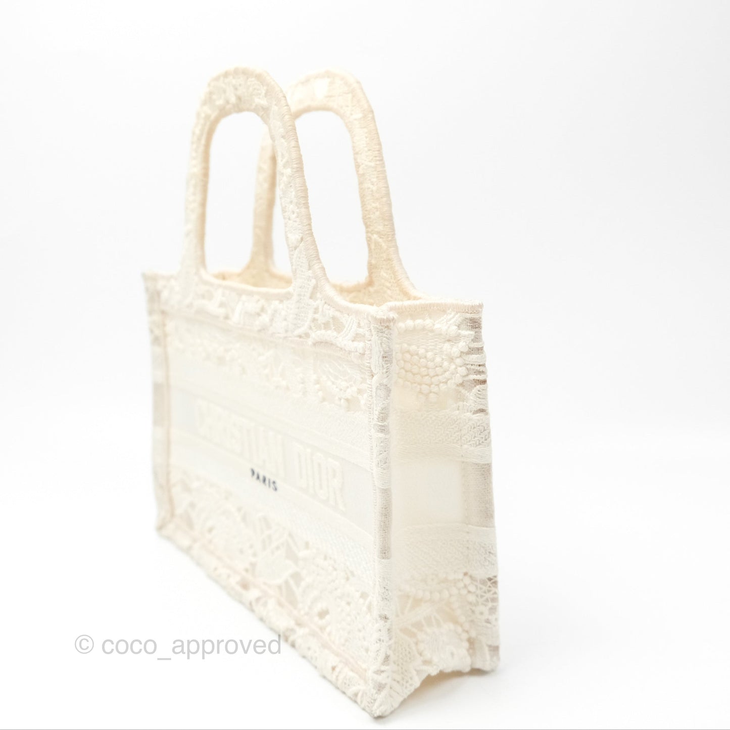 Dior Mini Book Tote Natural Macramé-Effect Embroidery