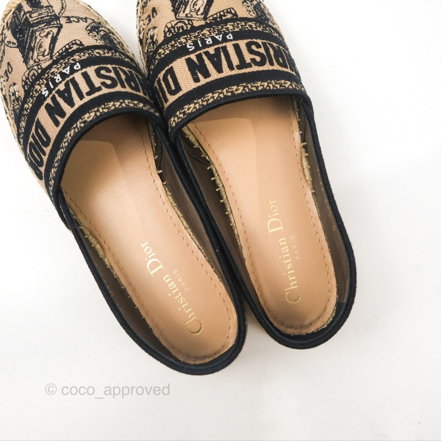 Dior Granville Espadrille Plan De Paris Beige Black Size 37.5