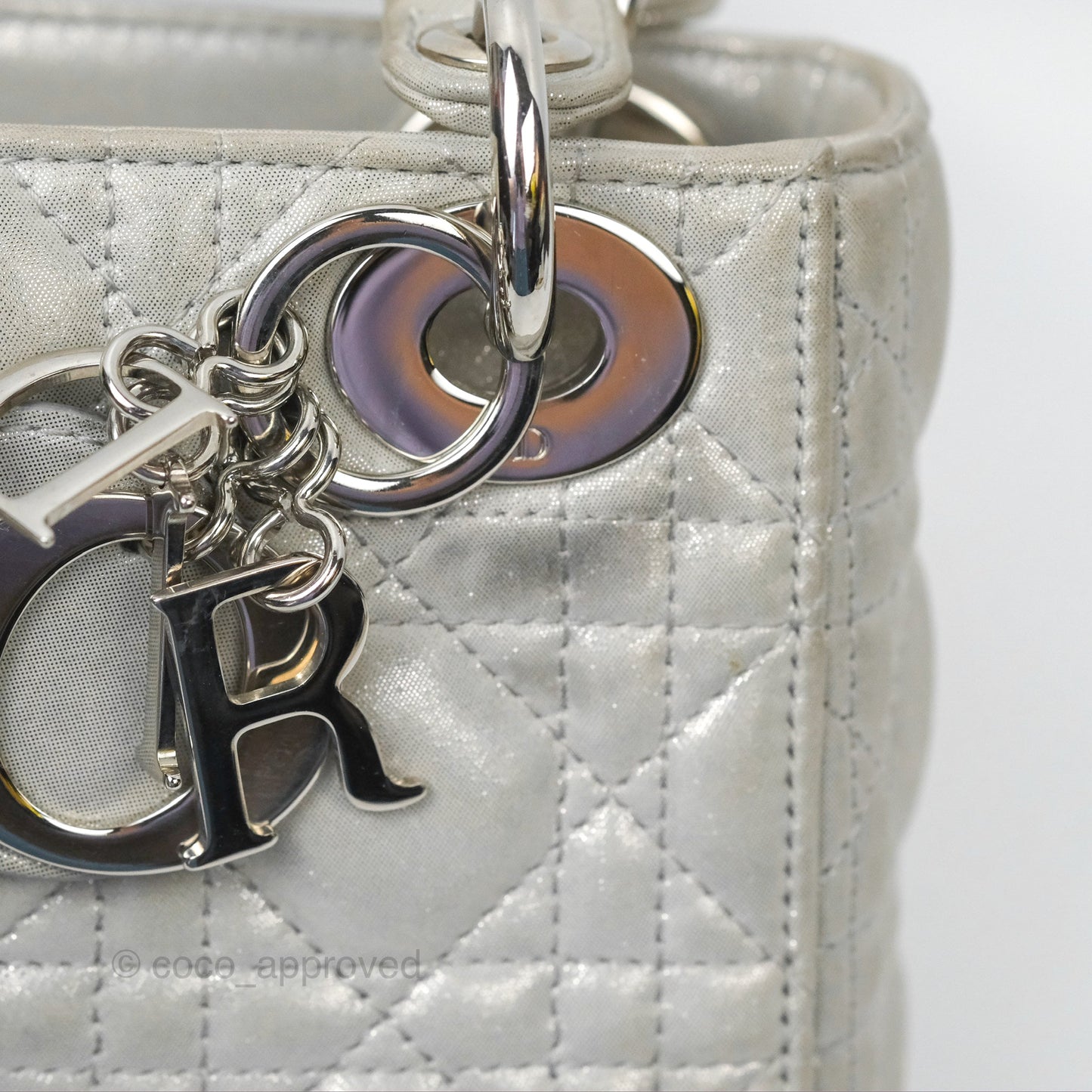 Christian Dior Mini Lady Dior Metallic Silver Nubuck Silver Hardware