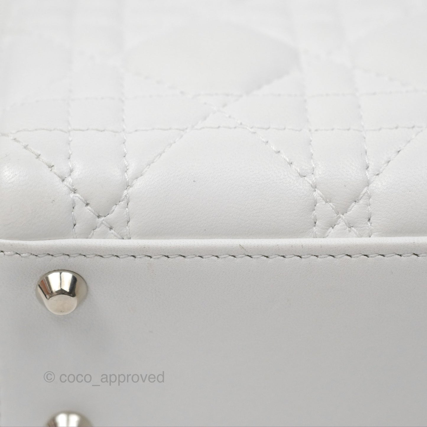 Christian Dior Cannage Mini Lady Dior White Silver Hardware