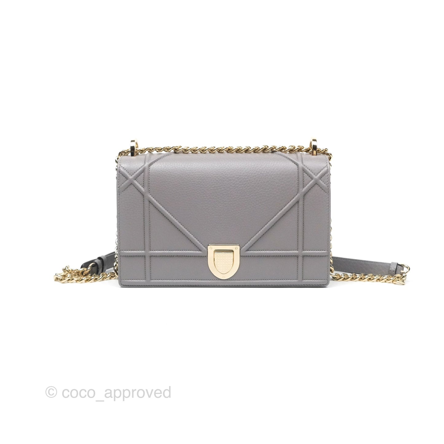 Christian Dior Medium Diorama Calfskin Flap Bag Grey Gold Hardware