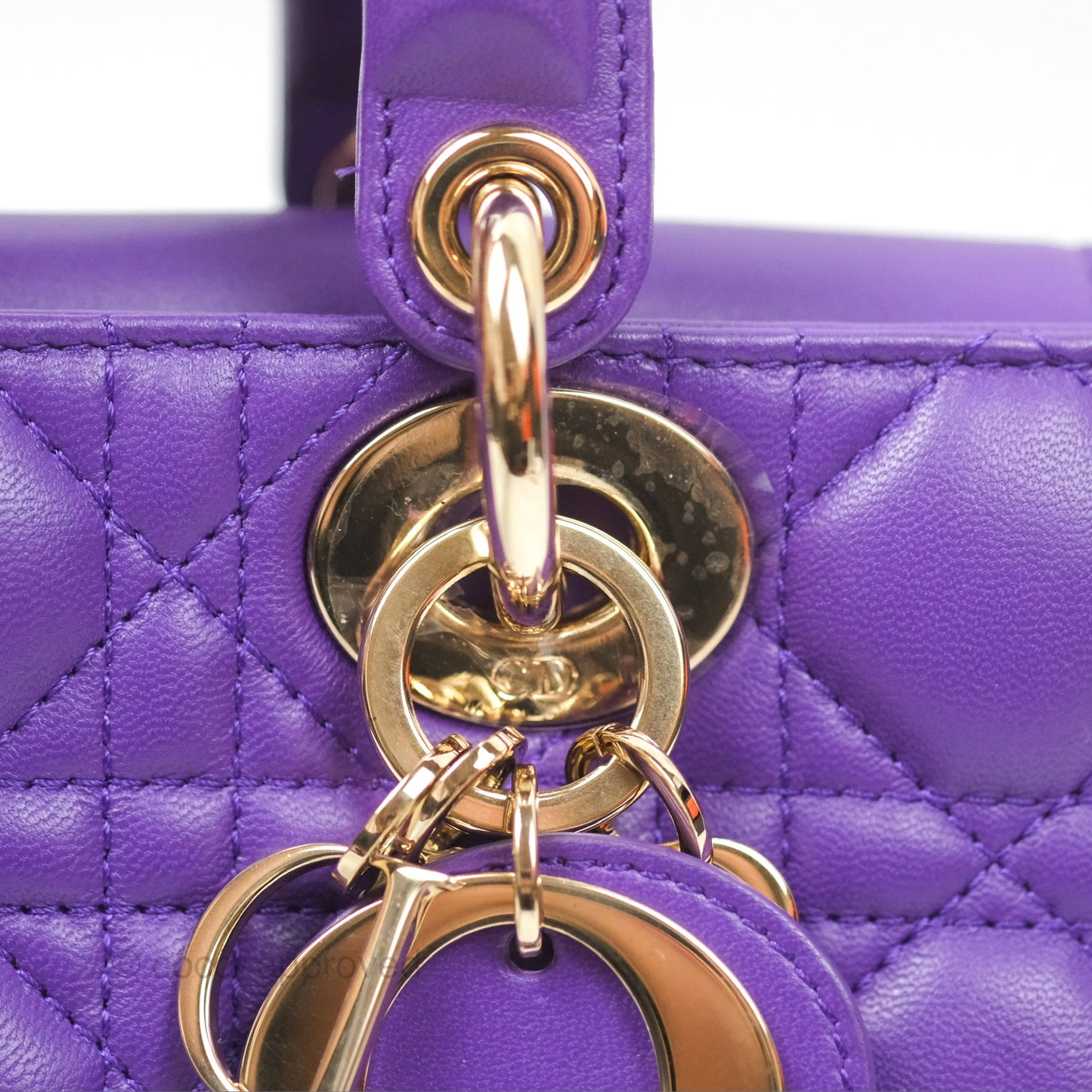 Dior Small Lady D-Joy Bag Purple Lambskin Cannage Gold Hardware
