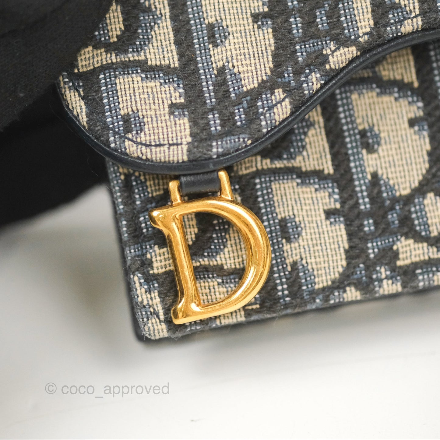 Christian Dior Saddle Flap Card Holder Blue Dior Oblique Jacquard