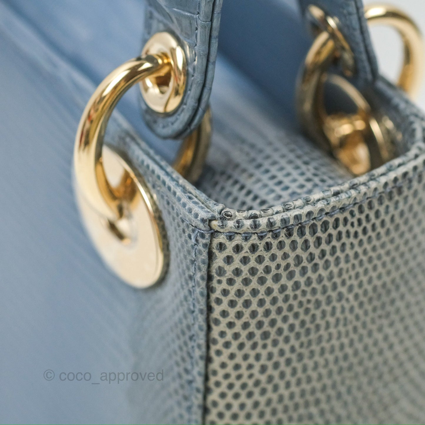 Christian Dior Mini Lady Dior Ombre Blue Lizard Gold Hardware