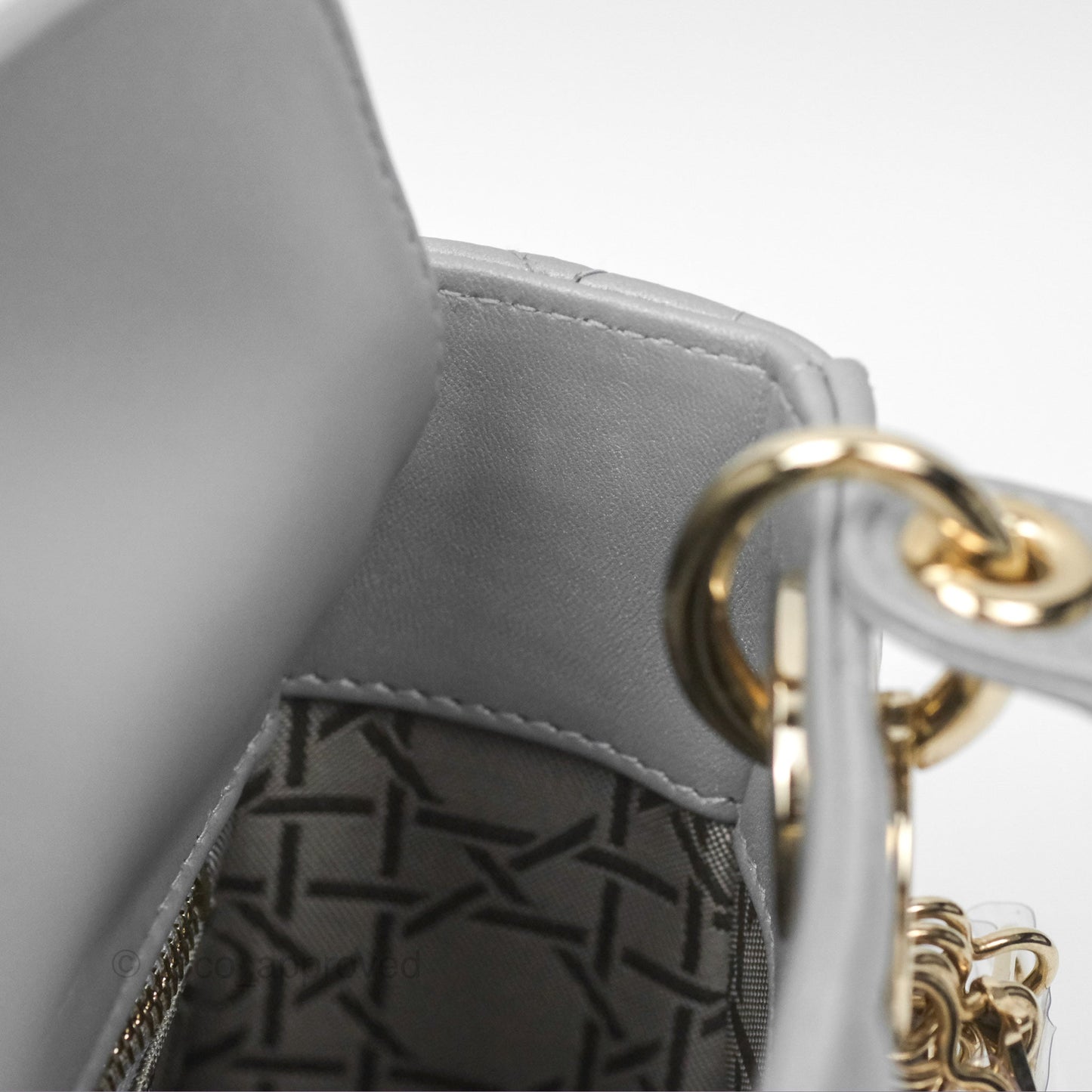 Christian Dior Mini Lady Dior Opaline Gray Pearlescent Cannage Lambskin