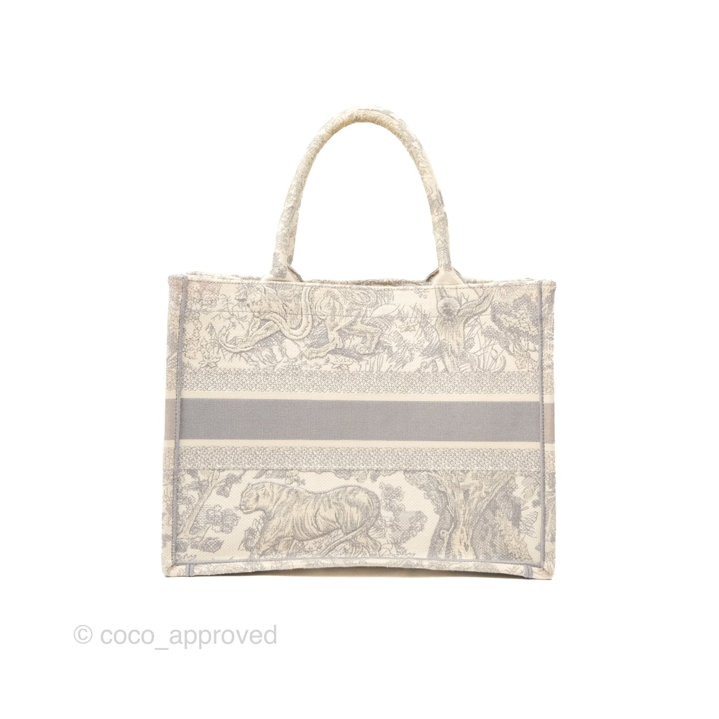 Dior Medium (Old Small) Embroidered Toile De Jouy Book Tote Light Grey Canvas