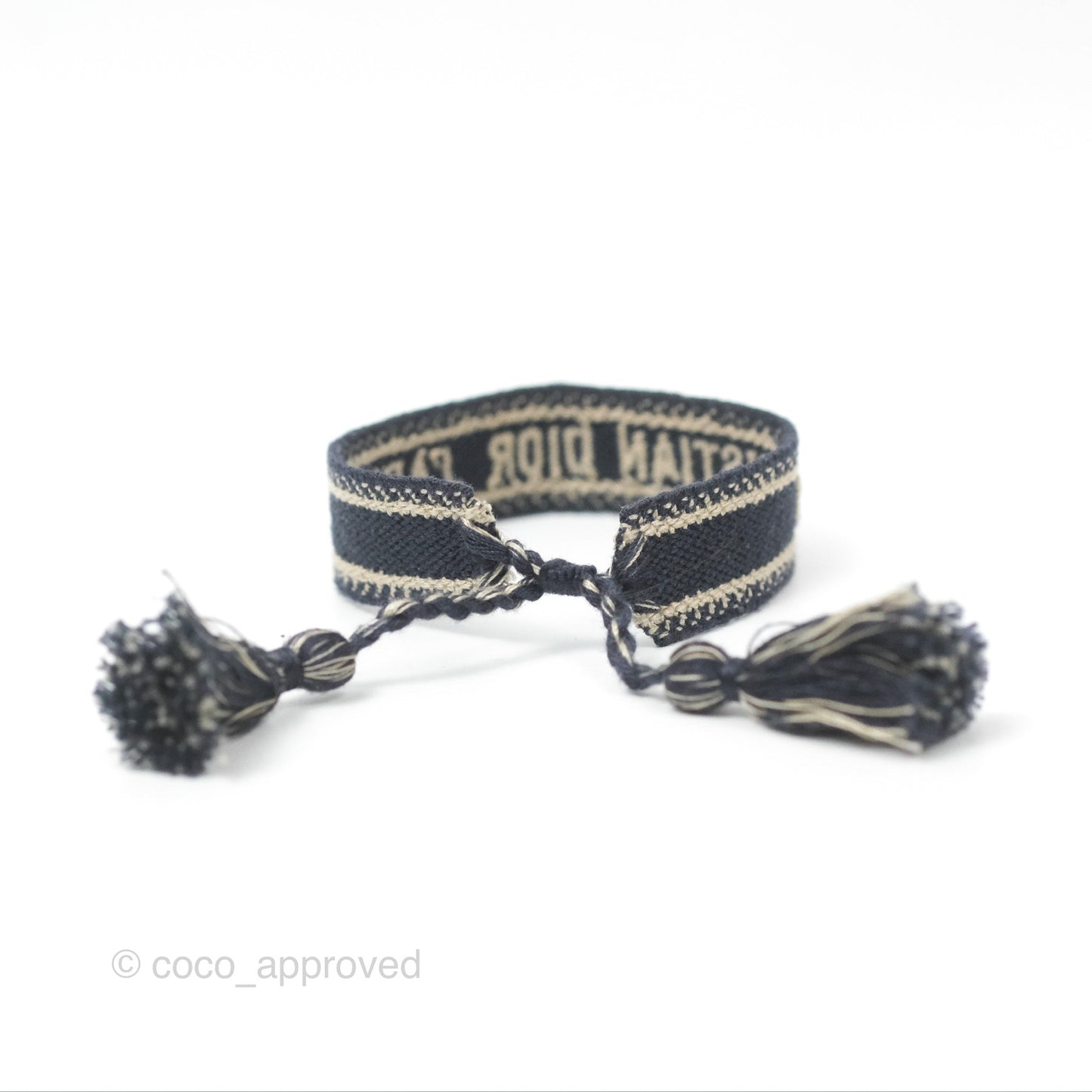 Christian Dior Bracelet Set Navy Blue Dior Oblique Embroidery