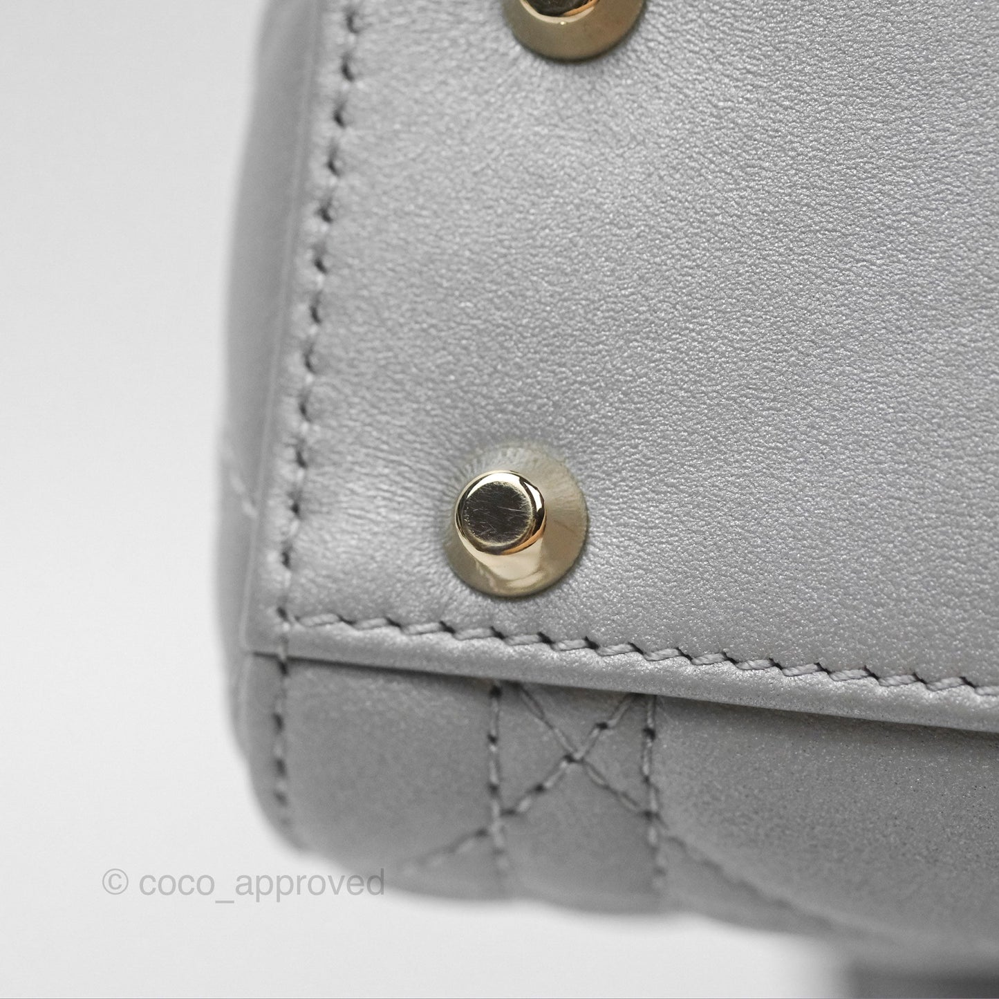 Christian Dior Mini Lady Dior Opaline Gray Pearlescent Cannage Lambskin