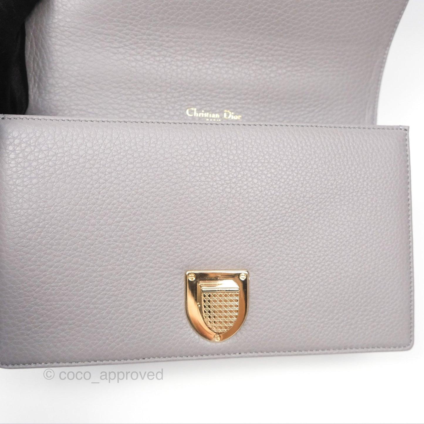 Christian Dior Medium Diorama Calfskin Flap Bag Grey Gold Hardware