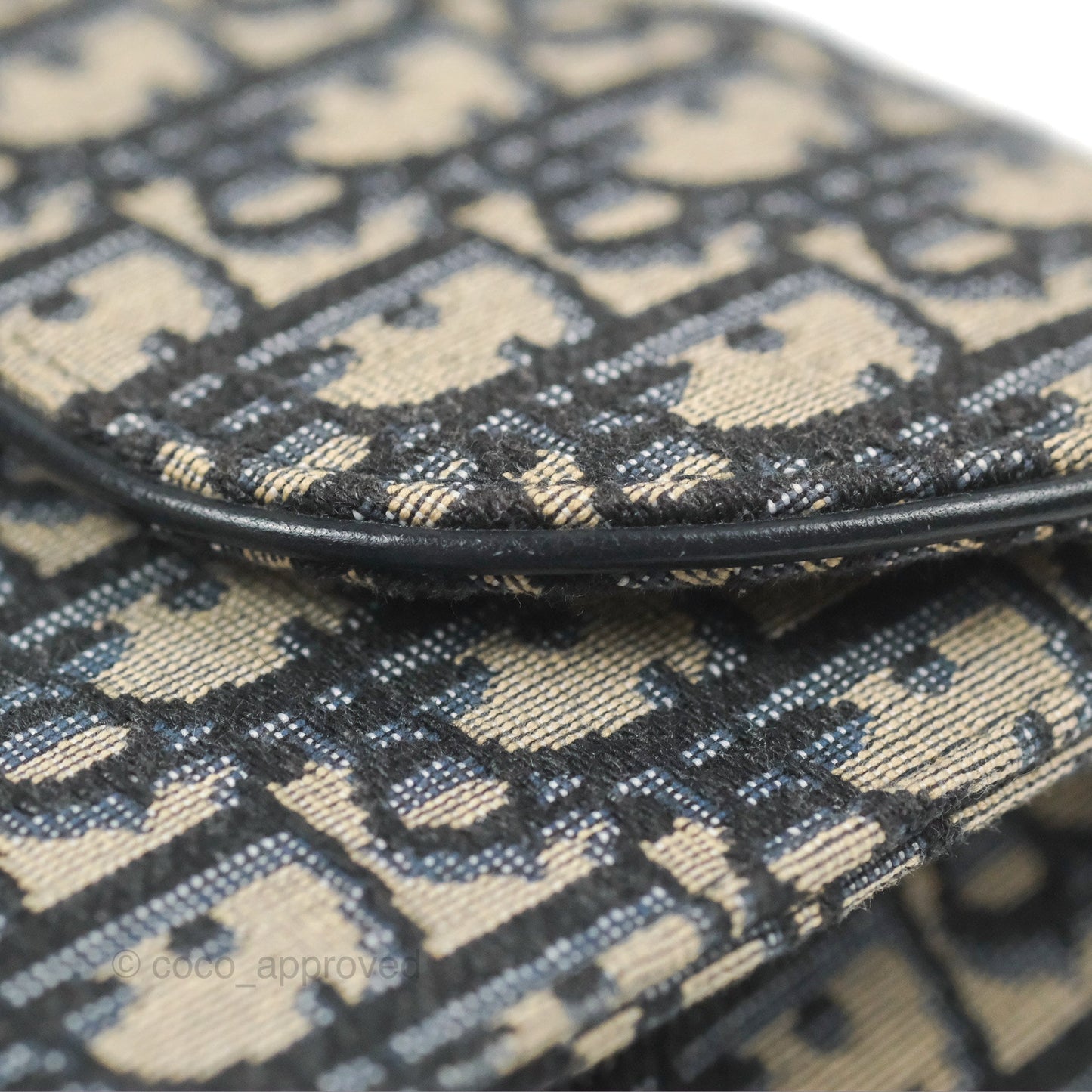 Christian Dior Saddle Chain Pouch Navy Oblique Jacquard