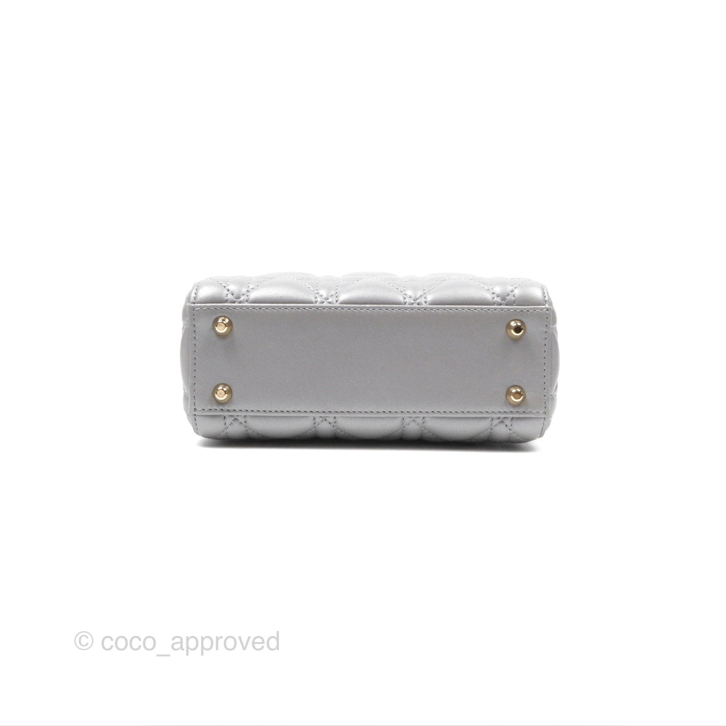 Christian Dior Lambskin Cannage Mini Lady Dior Iridescent Grey Gold Hardware