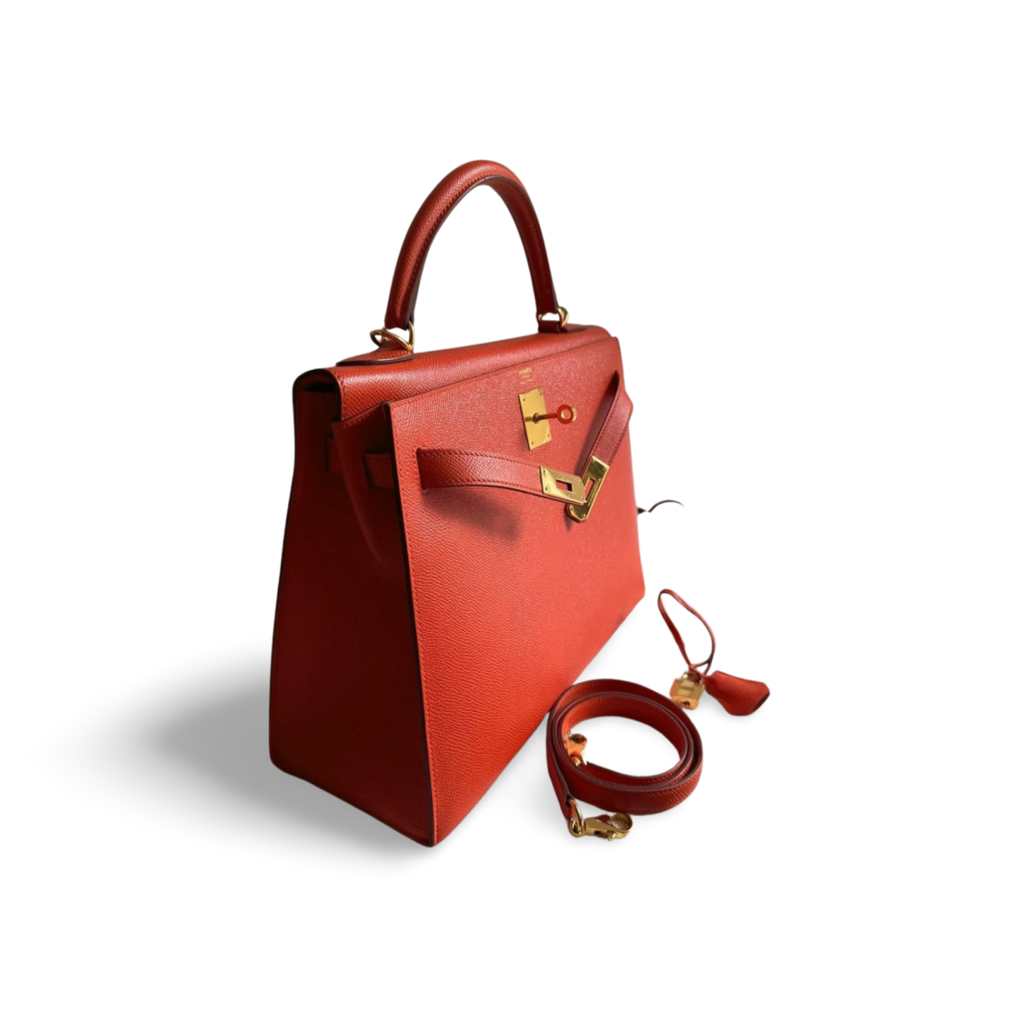 Hermes Orange Kelly 32 Sellier Bag in Epsom Leather with Gold Hardware