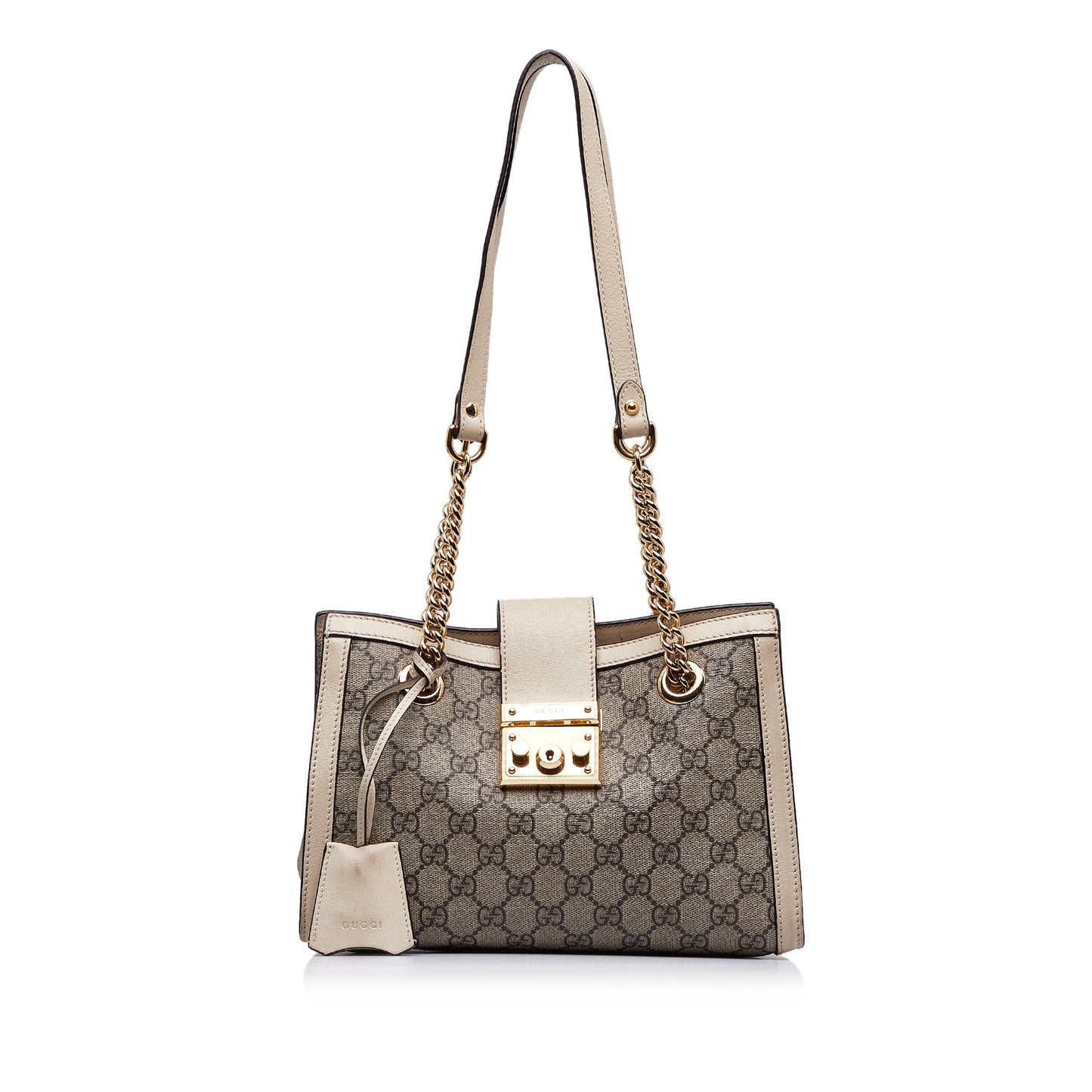 Brown Gucci Small GG Supreme Padlock Tote