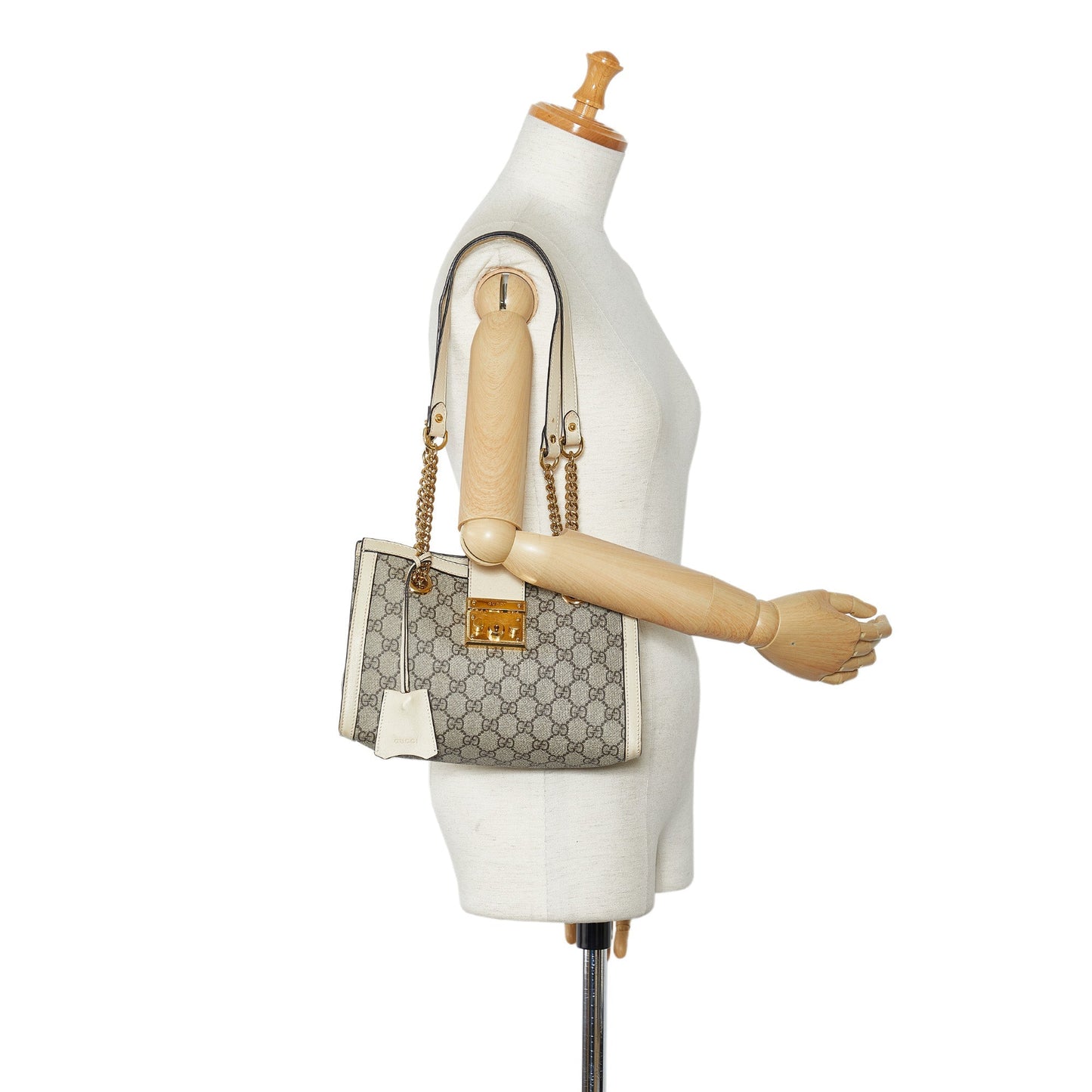 Brown Gucci Small GG Supreme Padlock Tote