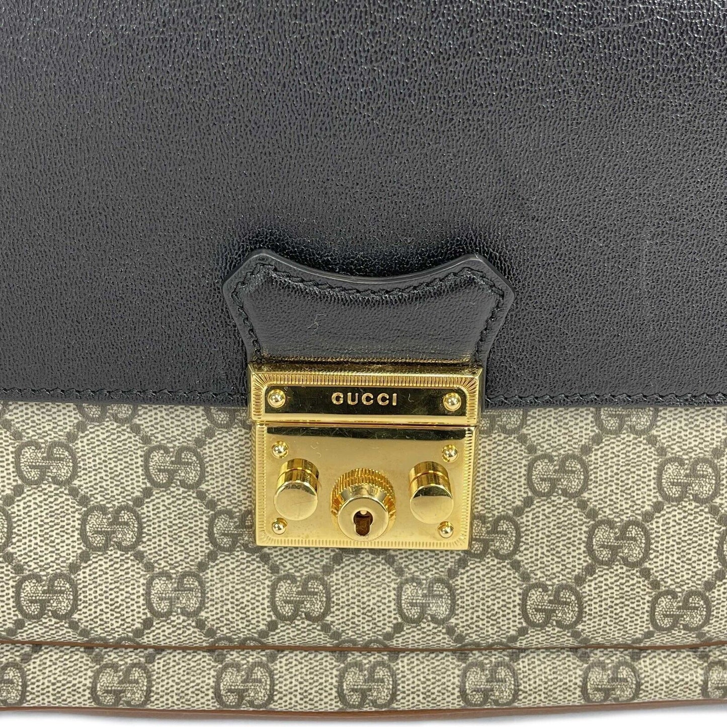 GUCCI - Padlock Mini Monogram Brown Top Handle - Crossbody / Shoulder Bag