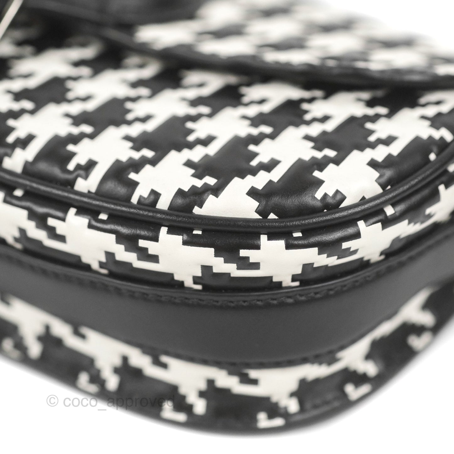 Christian Dior Bobby East-West Bag Black And White Houndstooth Embossed Calfskin
