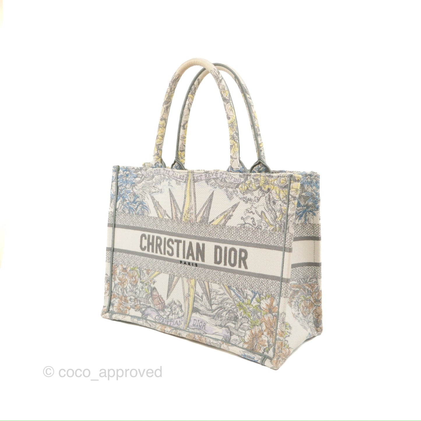 Christian Dior Medium(Old Small) Book Tote White Multicolor Rêve d'Infini Embroidery