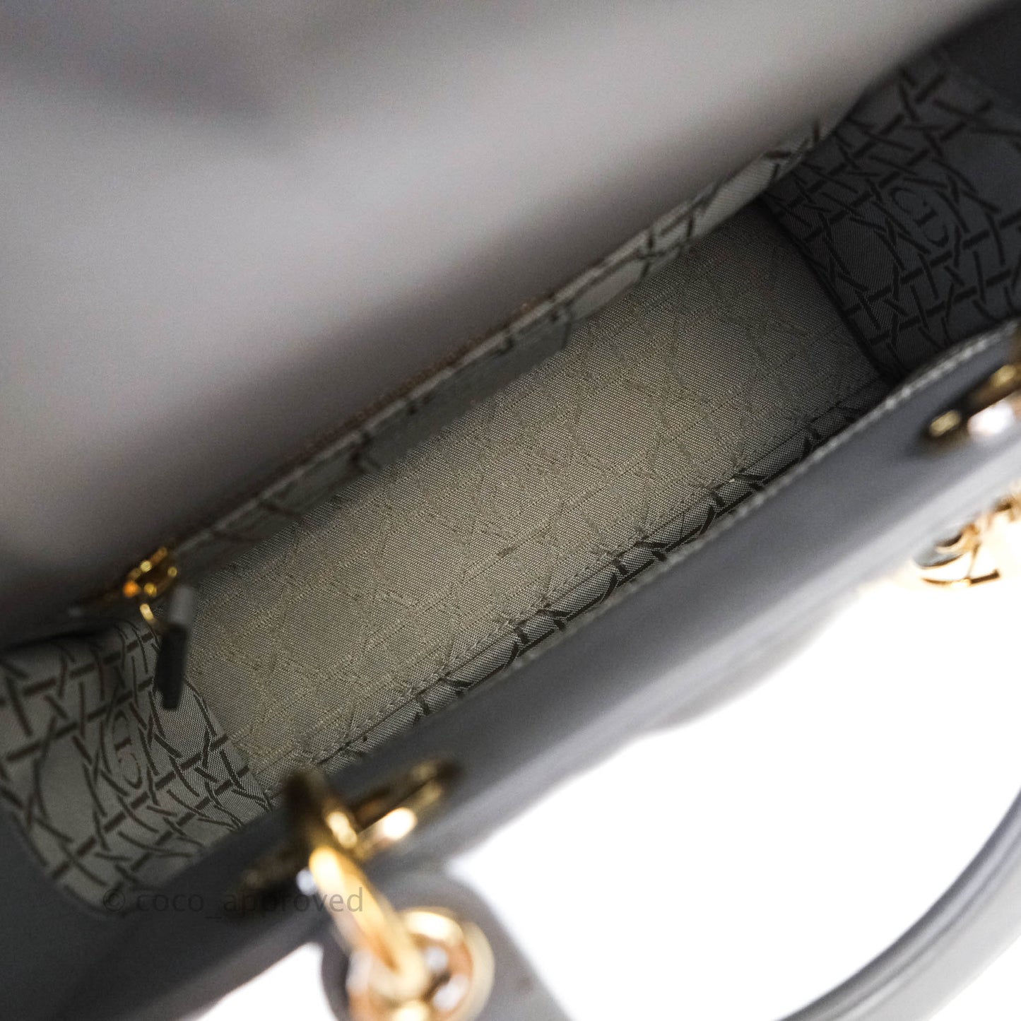 Christian Dior Lambskin My ABCDior Lady Dior Grey Gold Hardware