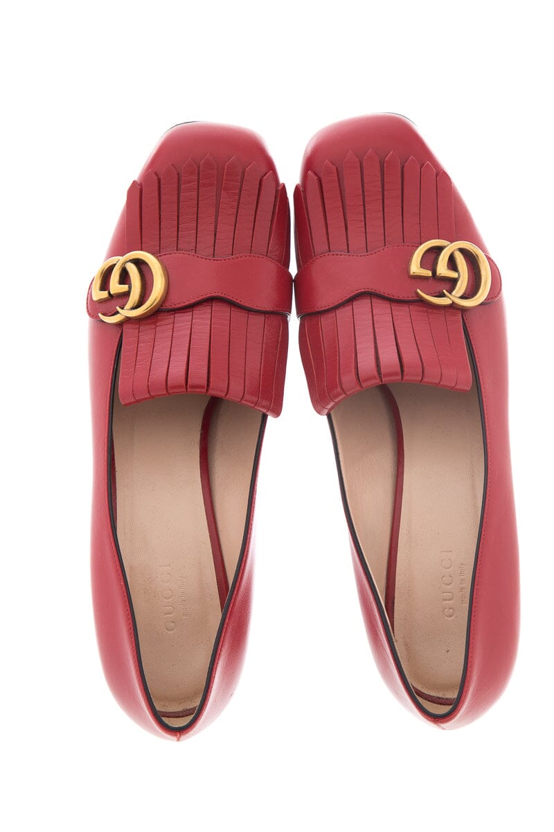 Gucci Red Leather Marmont Pumps SZ 41.5