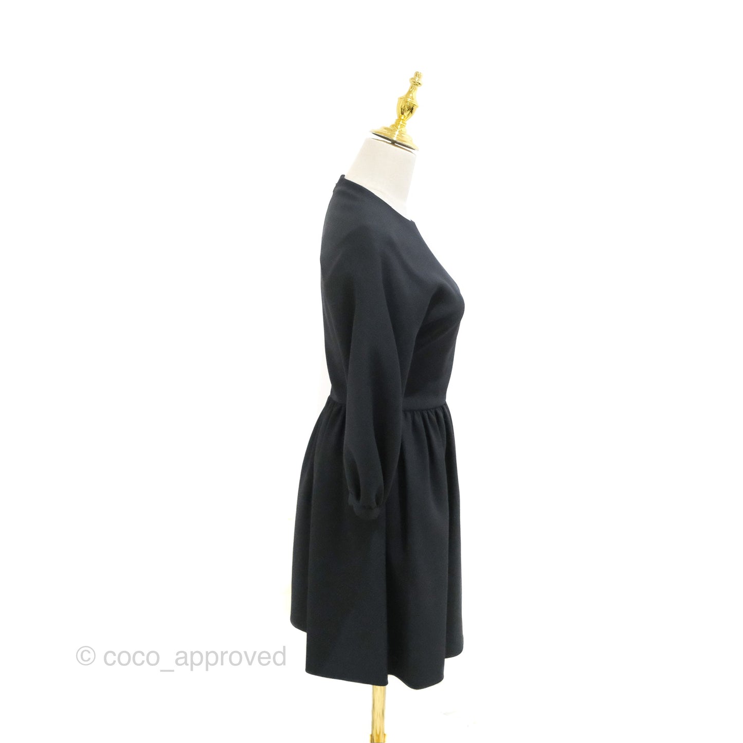 Christian Dior Gathered Mini Dress Black Wool Silk Size 34