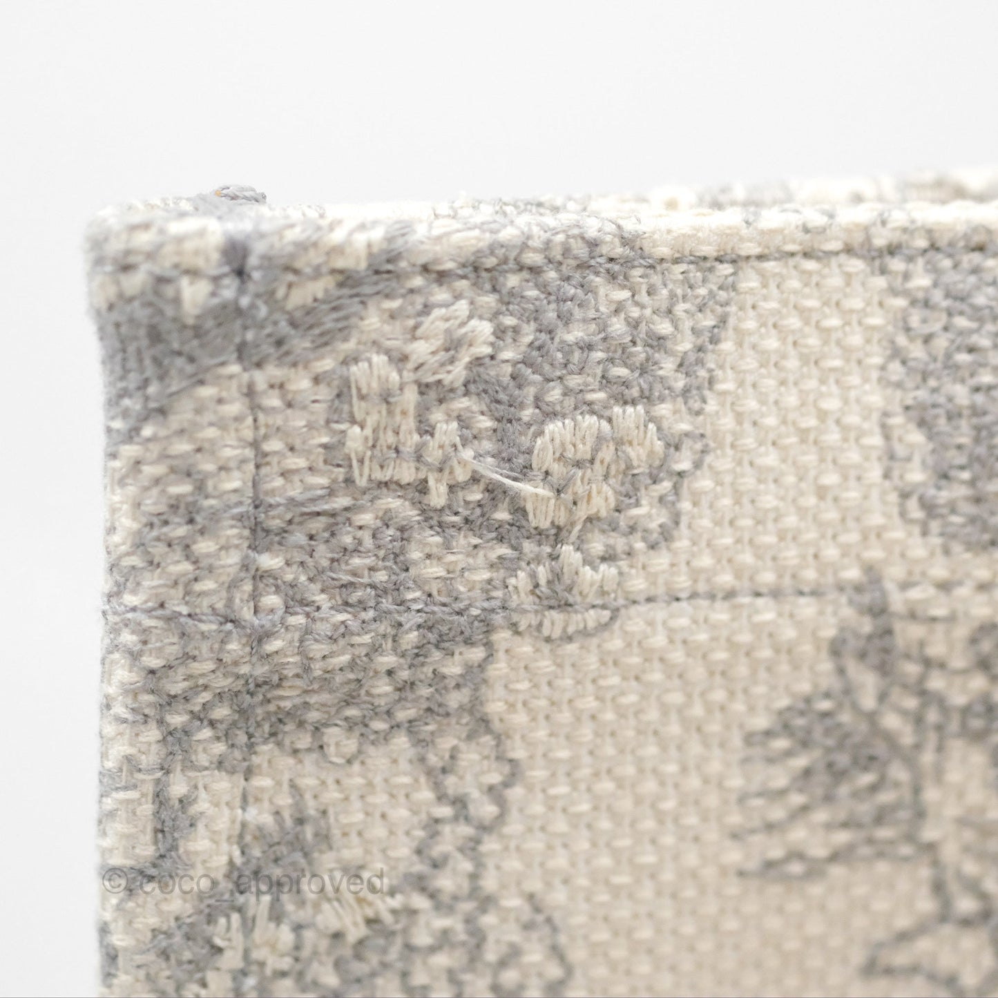Christian Dior Medium (Old Small) Embroidered Toile De Jouy Light Grey Canvas Book Tote