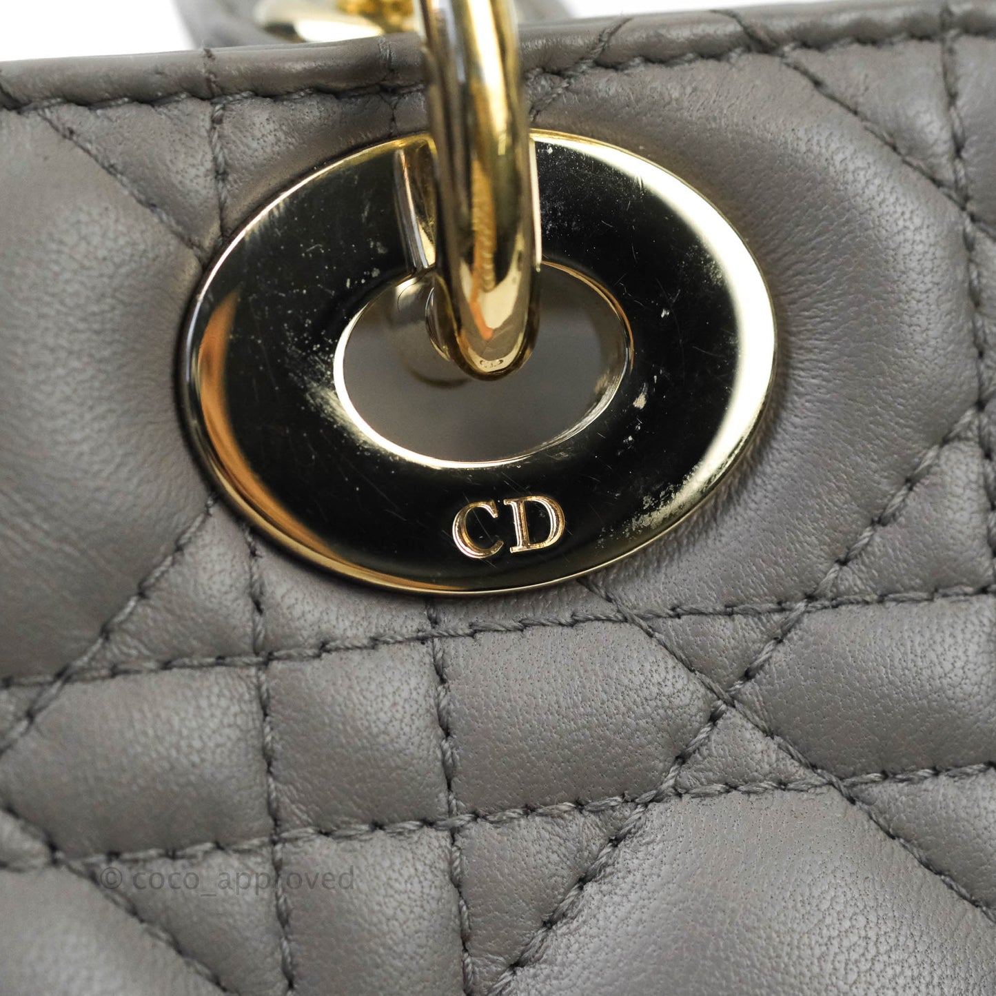 Christian Dior Lambskin My ABCDior Lady Dior Grey Gold Hardware