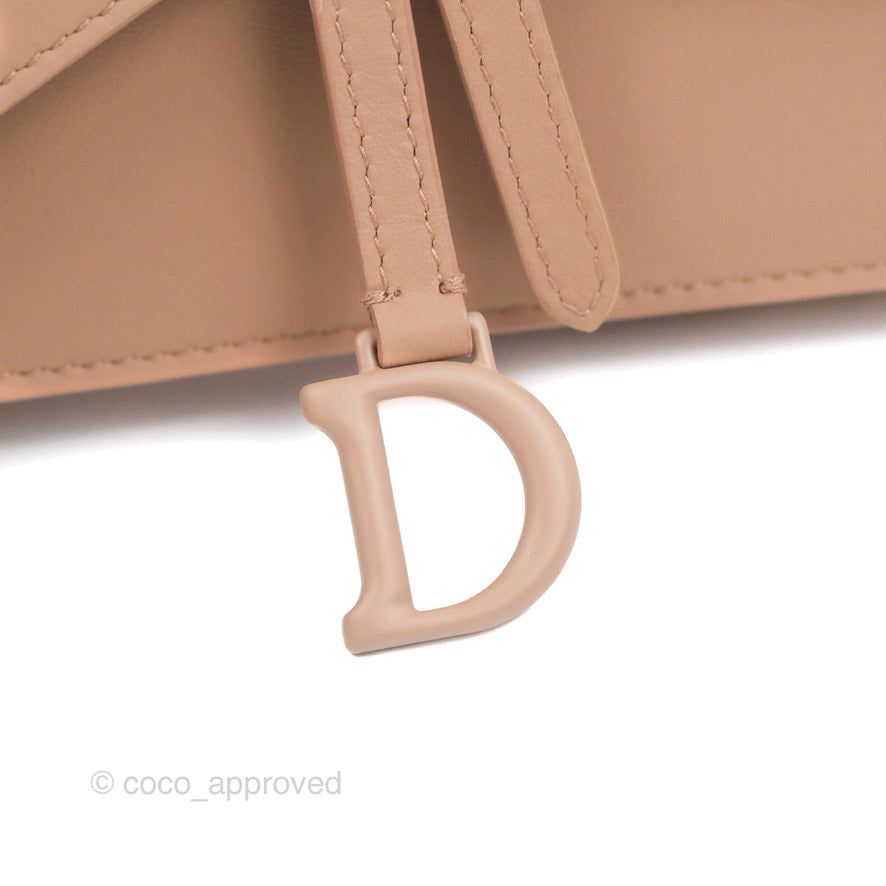 Christian Dior Saddle Belt Pouch Dusty Pink Matte Calfskin Gold Hardware
