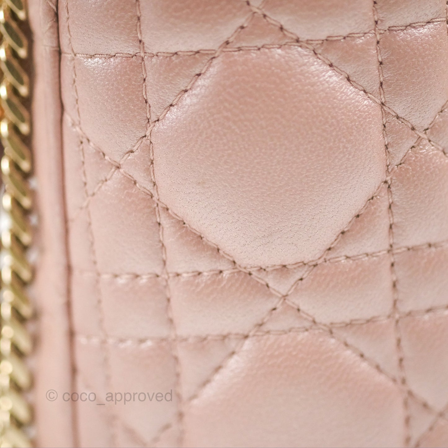 Christian Dior Mini Lady Dior Iridescent Light Pink Cannage Gold Hardware