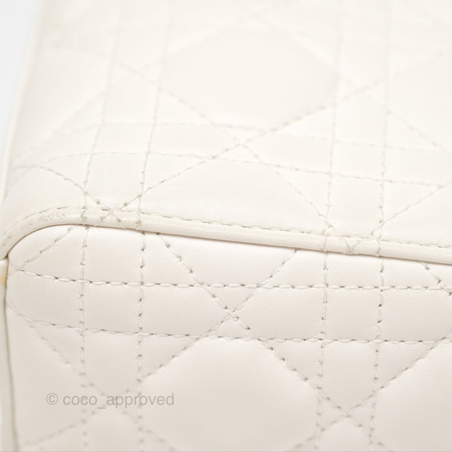 Christian Dior Cannage Mini Lady Dior White Gold Hardware