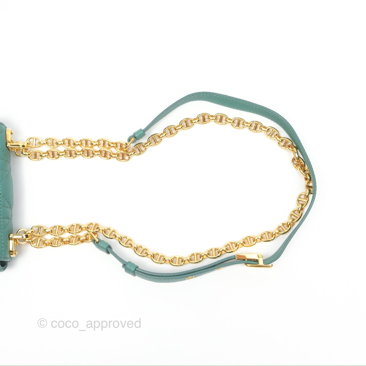 Christian Dior Micro Caro Bag in Tundra Green Supple Cannage Calfskin Gold Hardware