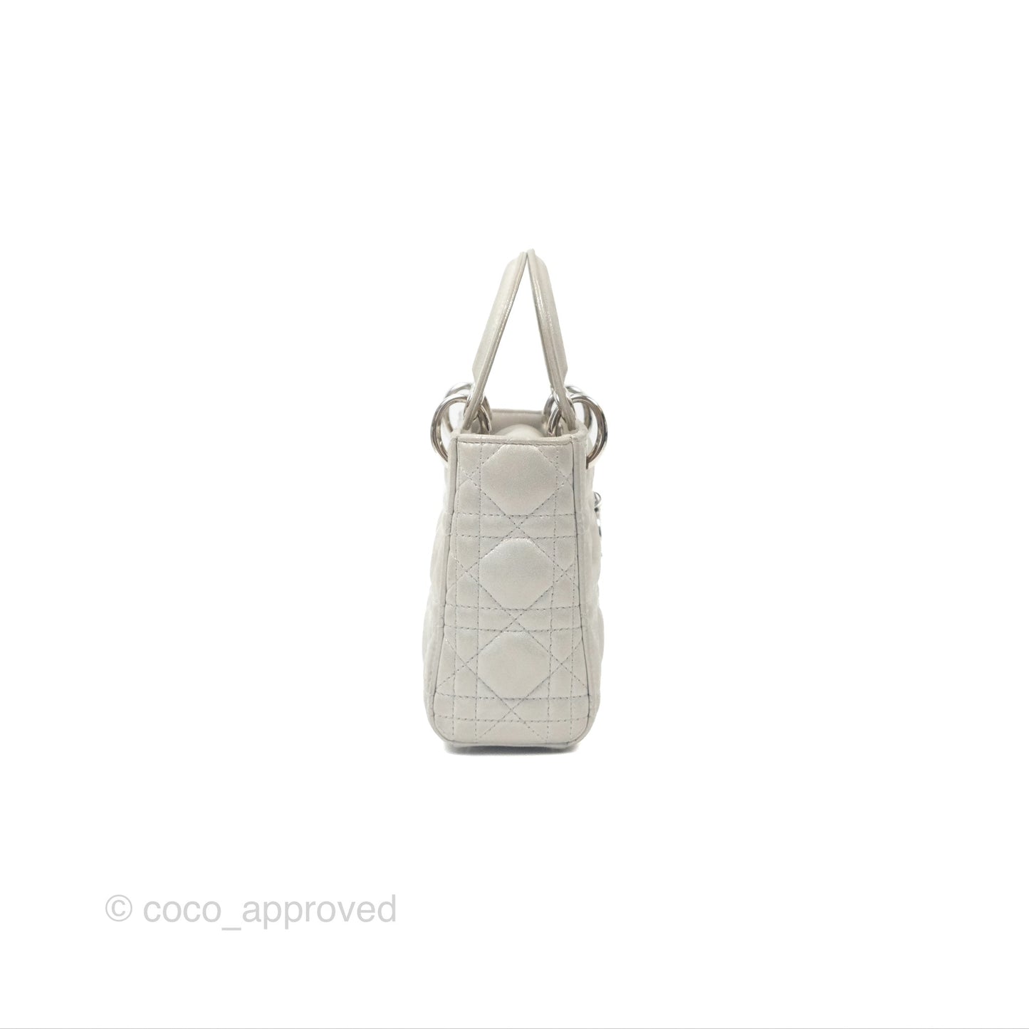 Christian Dior Mini Lady Dior Metallic Silver Nubuck Silver Hardware