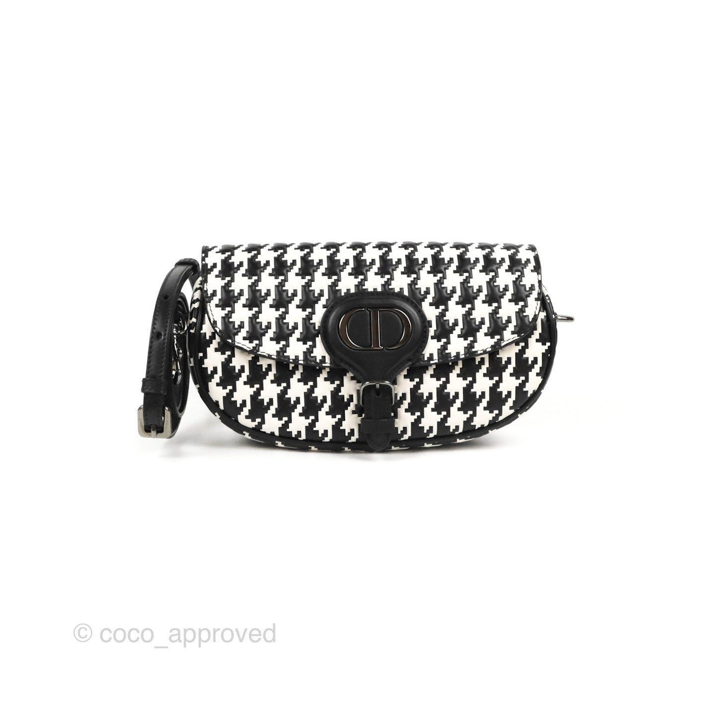 Christian Dior Bobby East-West Bag Black And White Houndstooth Embossed Calfskin