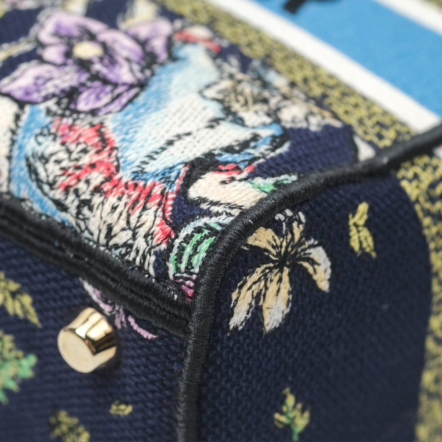 Christian Dior Medium Lady D-Lite Bag Blue Dior Multicolor Constellation Embroidered