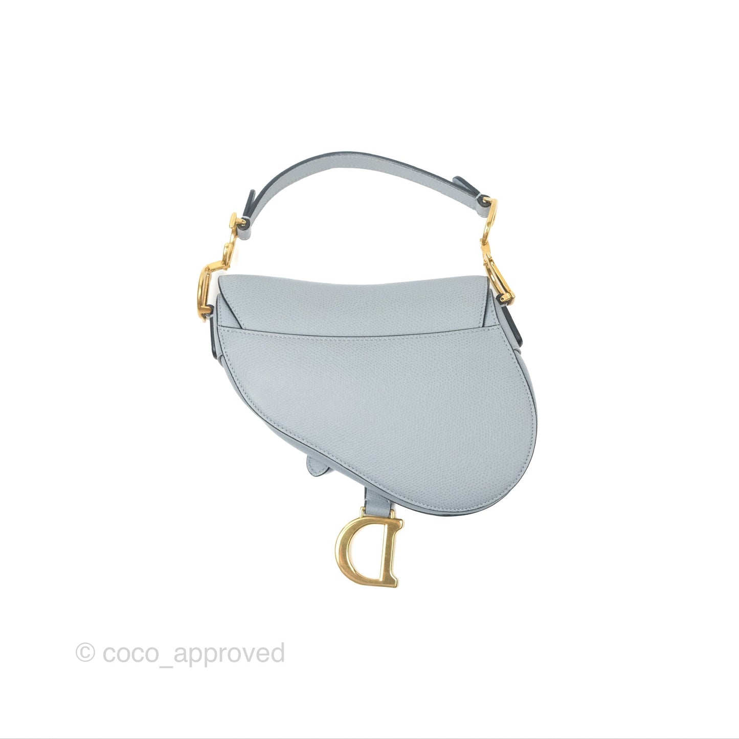Christian Dior Mini Saddle Bag Cloud Blue Grained Calfskin Gold Hardware